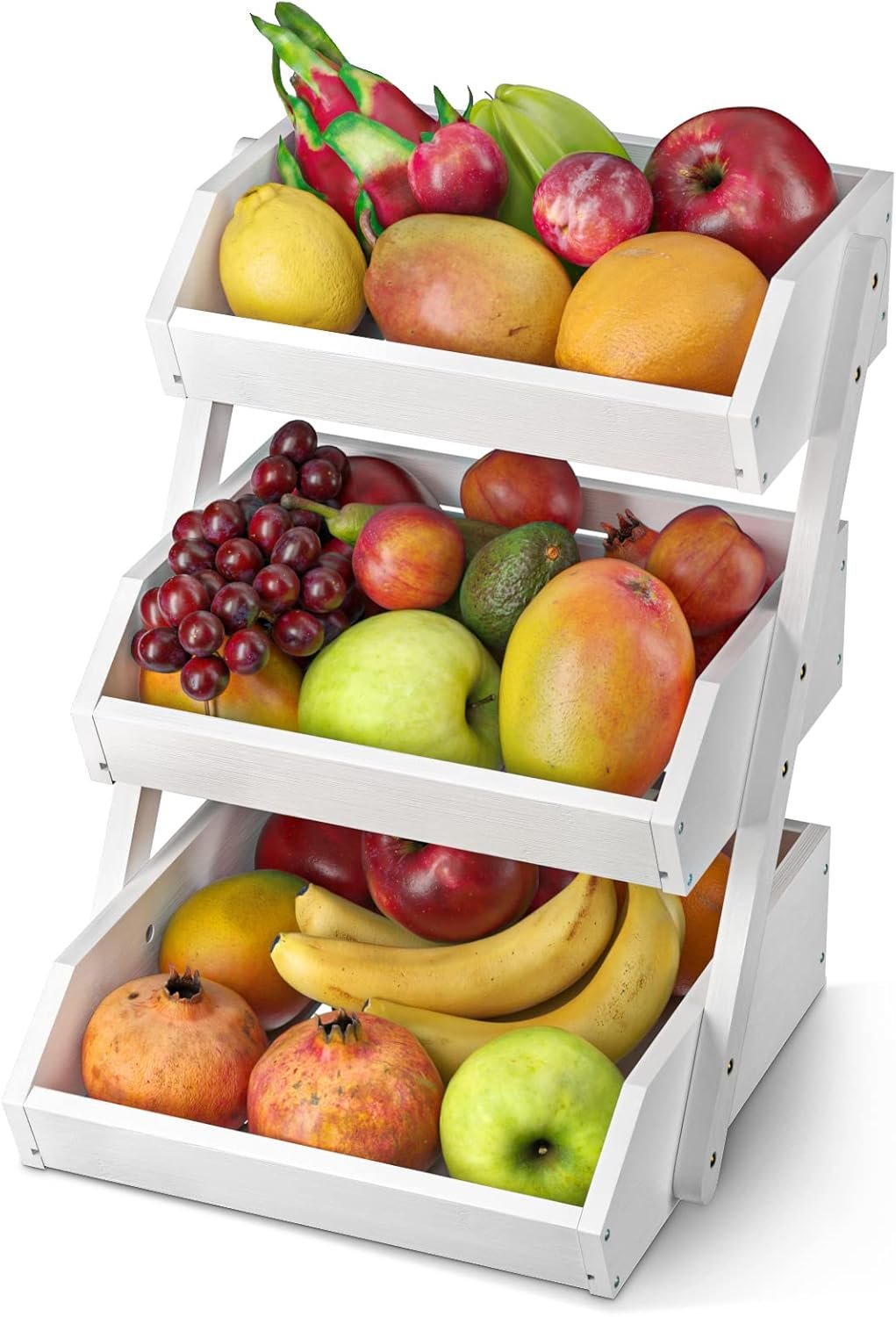 OEM 3-Tier Fruit Basket for Kitchen Counter Vegetable Storage Bowl 15mm Thick White Factory