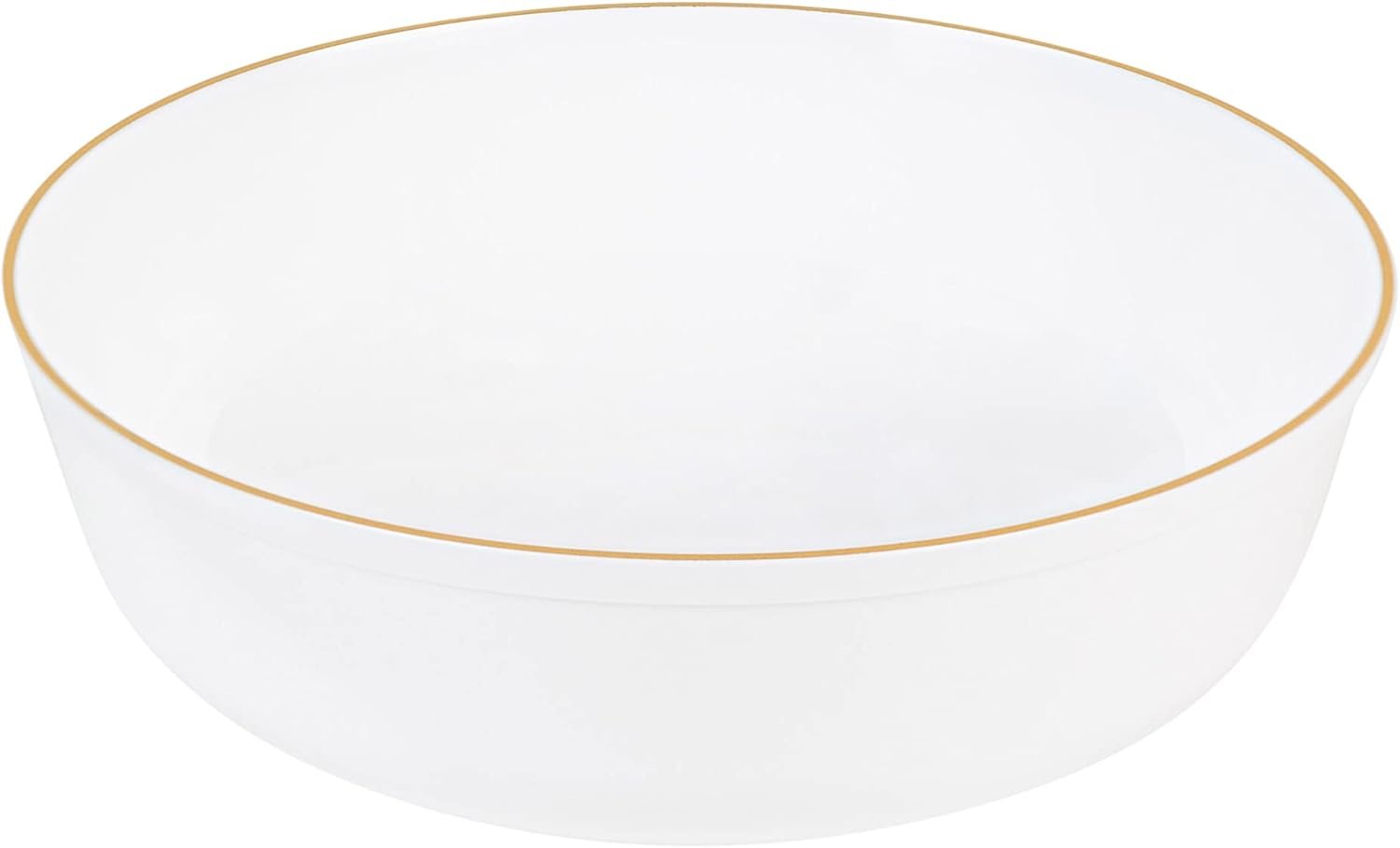 Wholesale 30 Pack 16 OZ White with Gold Rim Plastic Party Soup Bowls Premium Heavyweight Elegant Disposable Tableware Dishes Factory