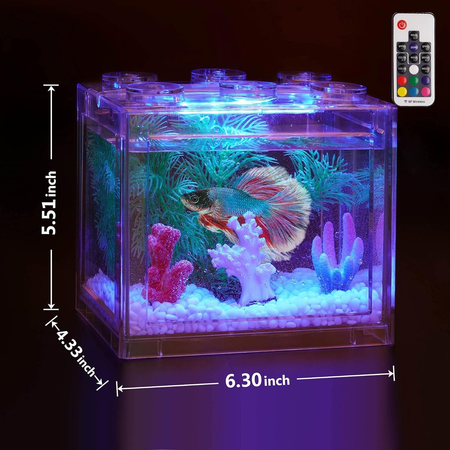 OEM 0.6 Gallon Small Betta Fish Tank Kit with LED Lighting Stackable Aquarium Set for Fighting Fish Turtles Reptiles Shrimp Crabs Insects as Decoration Factory