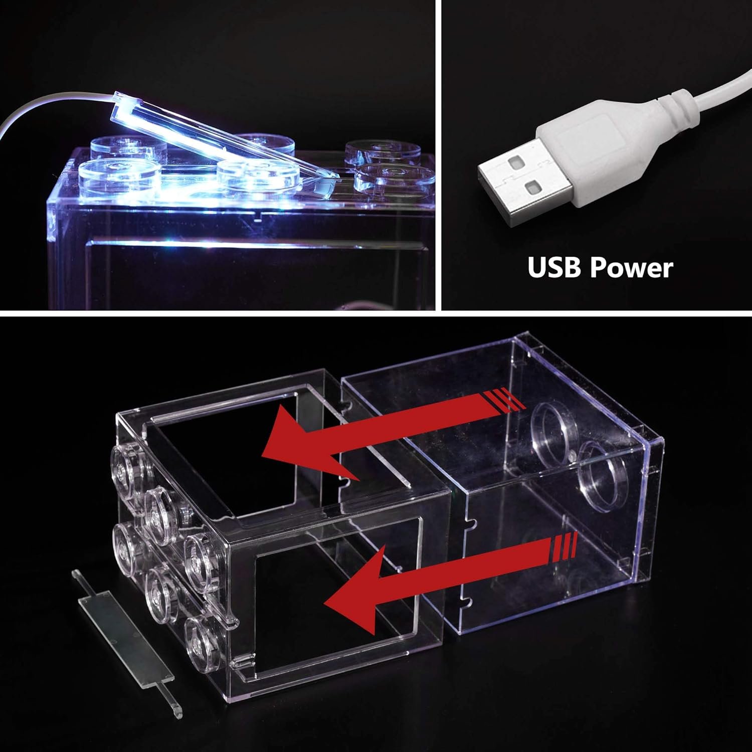 OEM 0.6 Gallon Small Betta Fish Tank Kit with LED Lighting Stackable Aquarium Set for Fighting Fish Turtles Reptiles Shrimp Crabs Insects as Decoration Factory