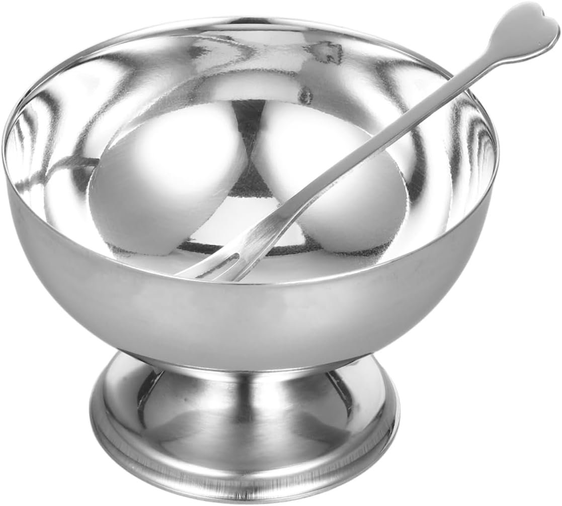 Ice Cream Cup:Stainless Steel Dessert Bowls Trifle Bowl with Pedestal for Sundae,Salad, Cocktail, Baked Goods