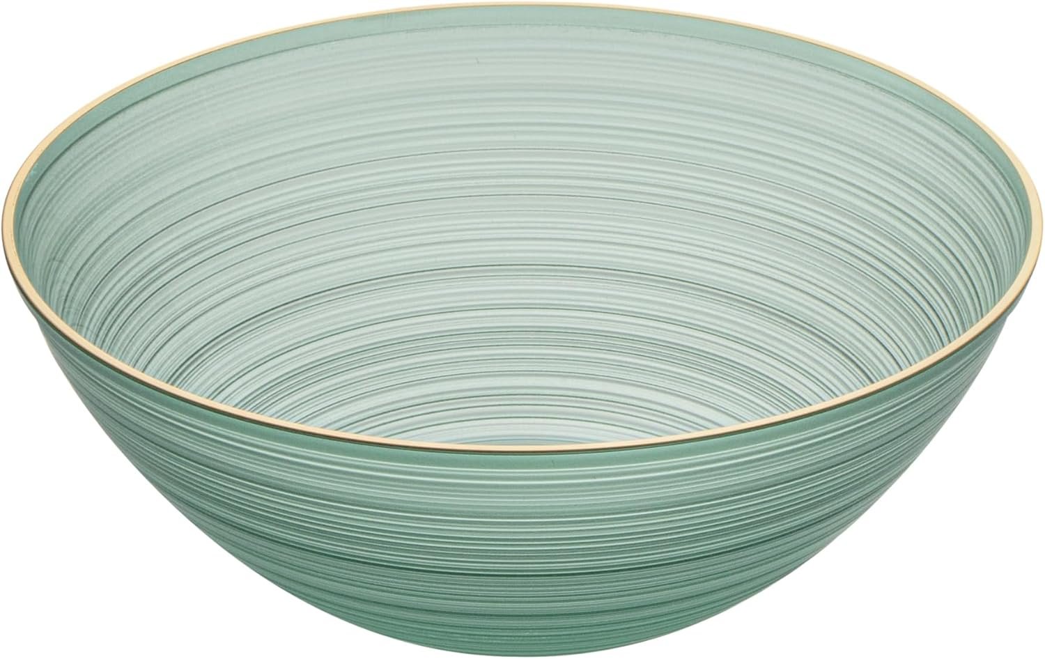 Wholesale 16 oz Gold Rimmed Disposable Plastic Soup Bowls 20 Pcs Heavy-Duty Green Translucent Rippled Dinnerware for Parties Desserts Salads Snacks Catering Factory