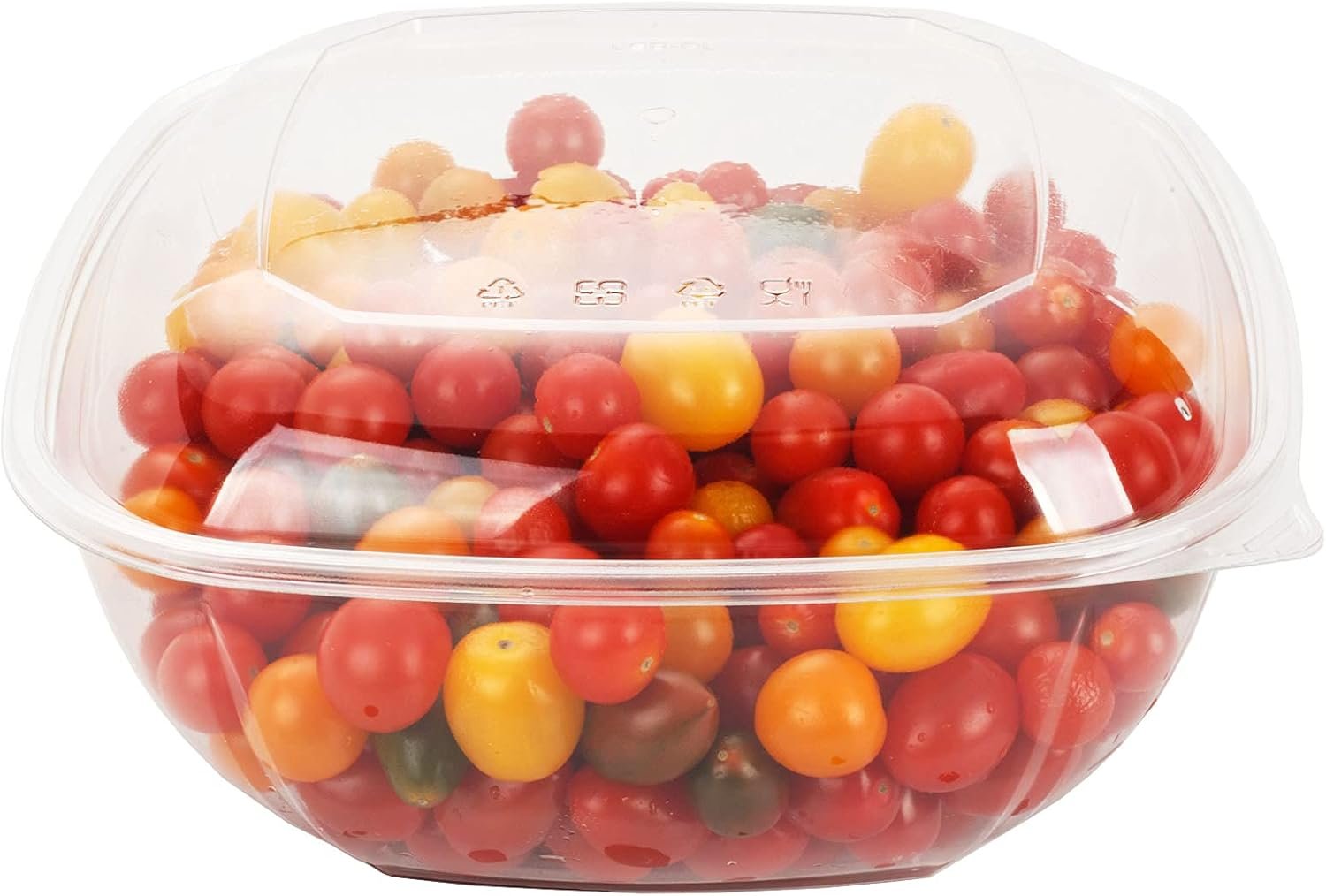 GOLDEN APPLE, 160oz-5sets Disposable Plastic Serving Square Bowls with Lids, Large Clear Plastic Disposable Salad Containers