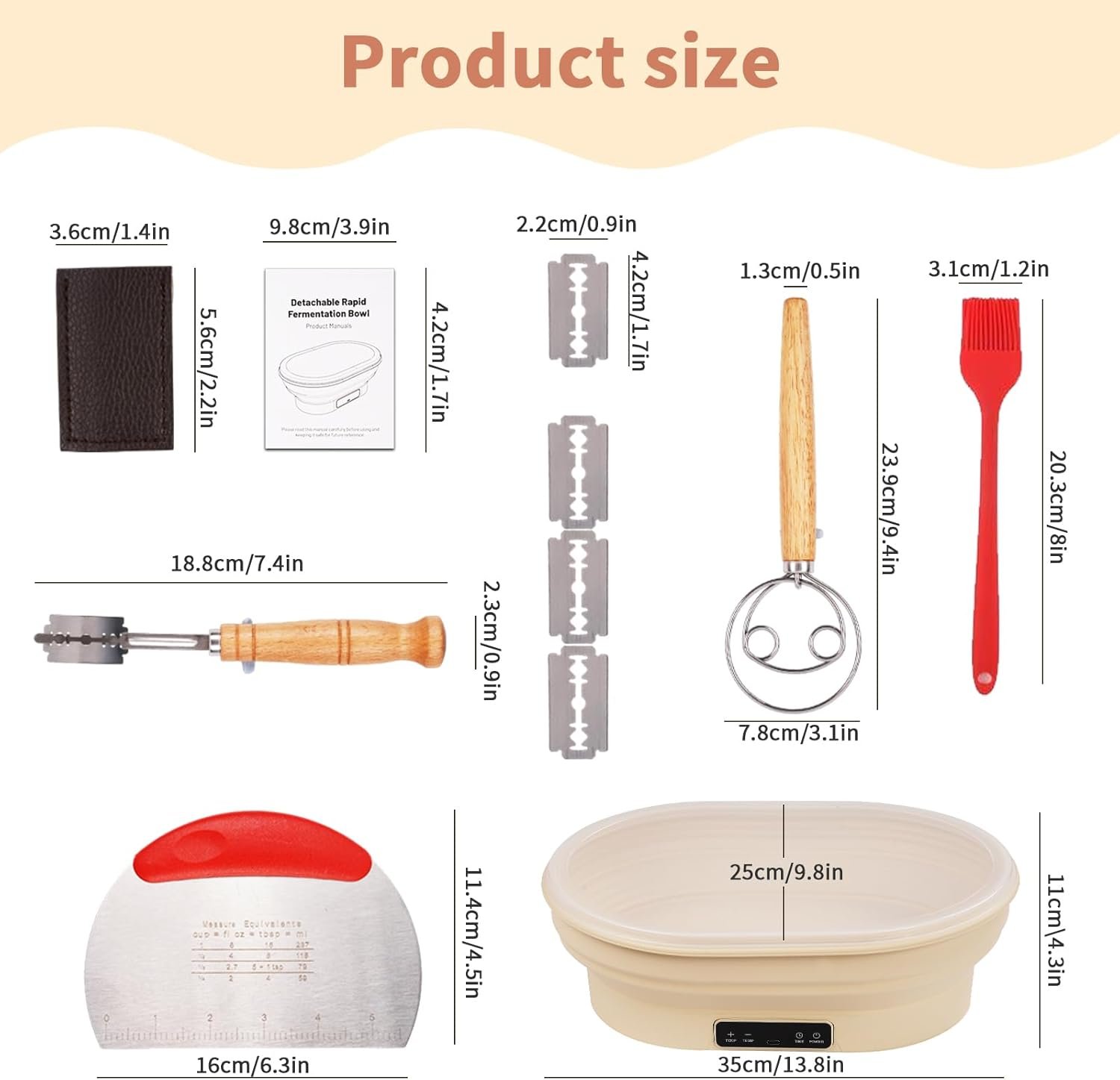 OEM 4L Heating Bread Proofing Basket Set Foldable Thermostatic Silicone Bowl 77-122°F 6 Gears Temperature Control 6H Timer Artisan Sourdough Baking Supplies Tools Kit Factory