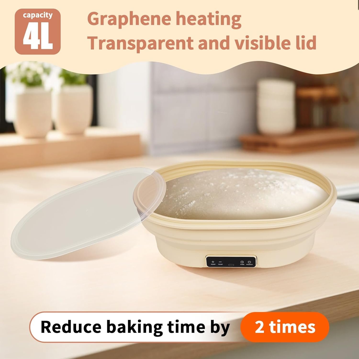 OEM 4L Heating Bread Proofing Basket Set Foldable Thermostatic Silicone Bowl 77-122°F 6 Gears Temperature Control 6H Timer Artisan Sourdough Baking Supplies Tools Kit Factory