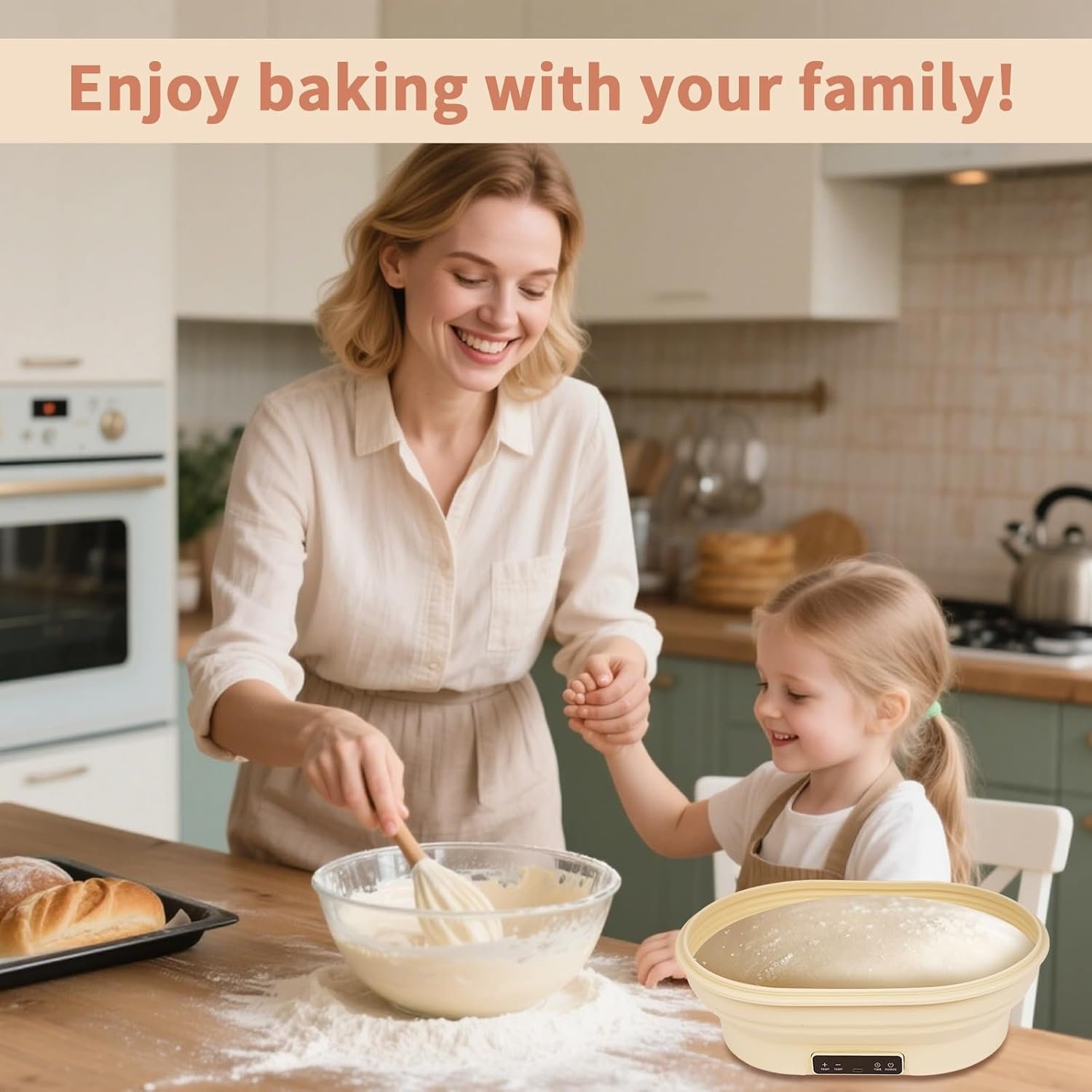 OEM 4L Heating Bread Proofing Basket Set Foldable Thermostatic Silicone Bowl 77-122°F 6 Gears Temperature Control 6H Timer Artisan Sourdough Baking Supplies Tools Kit Factory