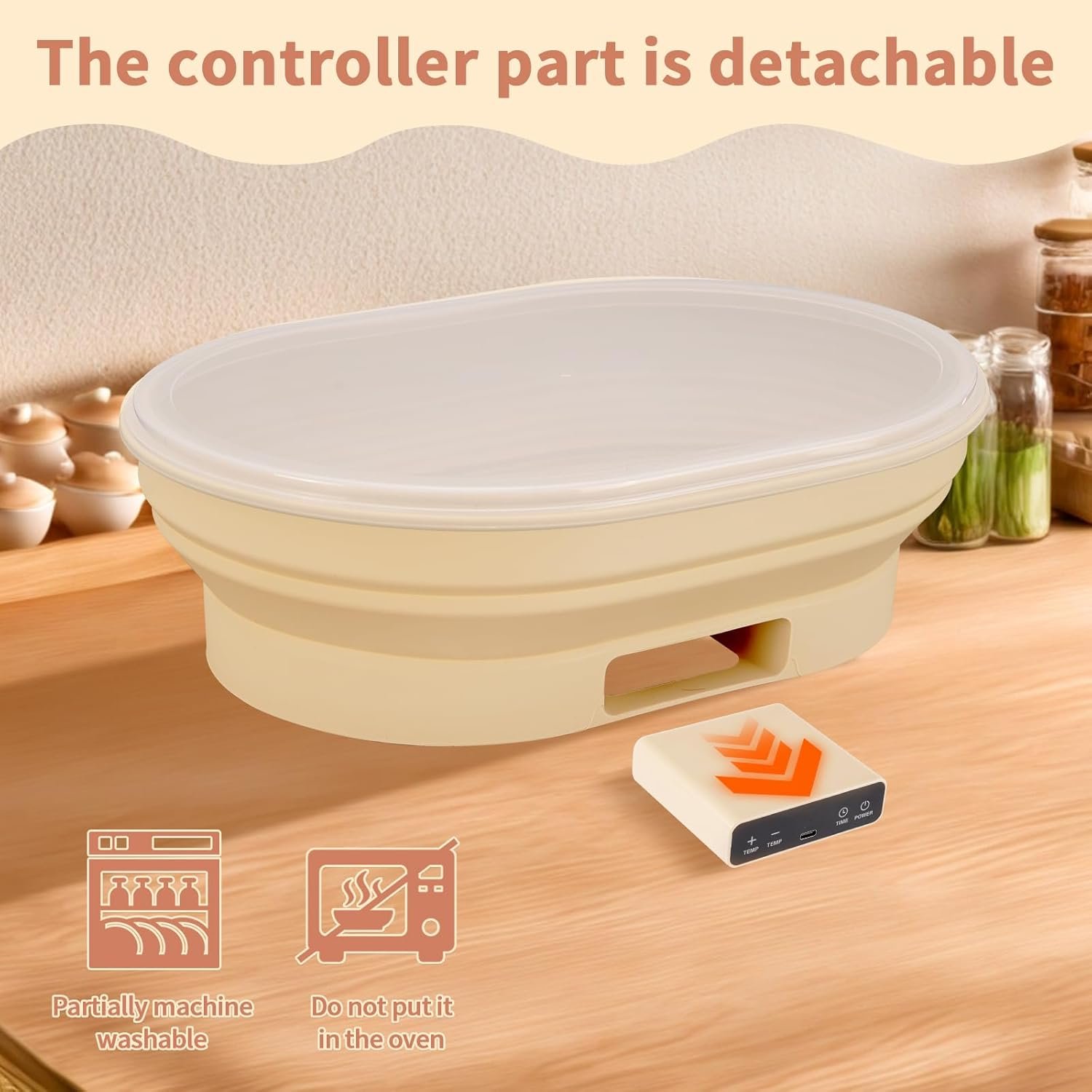 OEM 4L Heating Bread Proofing Basket Set Foldable Thermostatic Silicone Bowl 77-122°F 6 Gears Temperature Control 6H Timer Artisan Sourdough Baking Supplies Tools Kit Factory