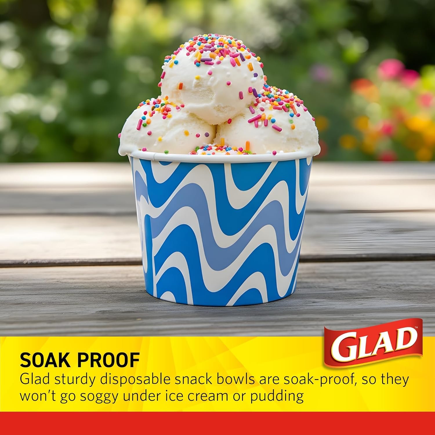 Wholesale Heavy Duty Disposable Paper Snack Bowls Blue Wave Print 12 Ounces 20 Count Lids Not Included Factory