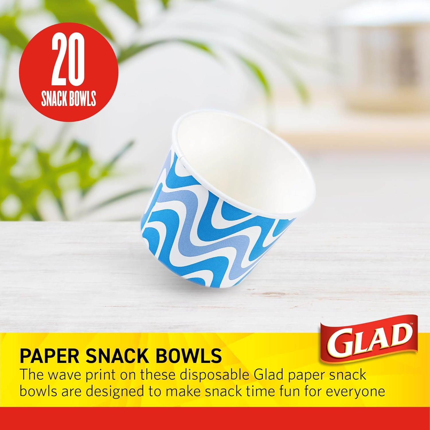 Wholesale Heavy Duty Disposable Paper Snack Bowls Blue Wave Print 12 Ounces 20 Count Lids Not Included Factory