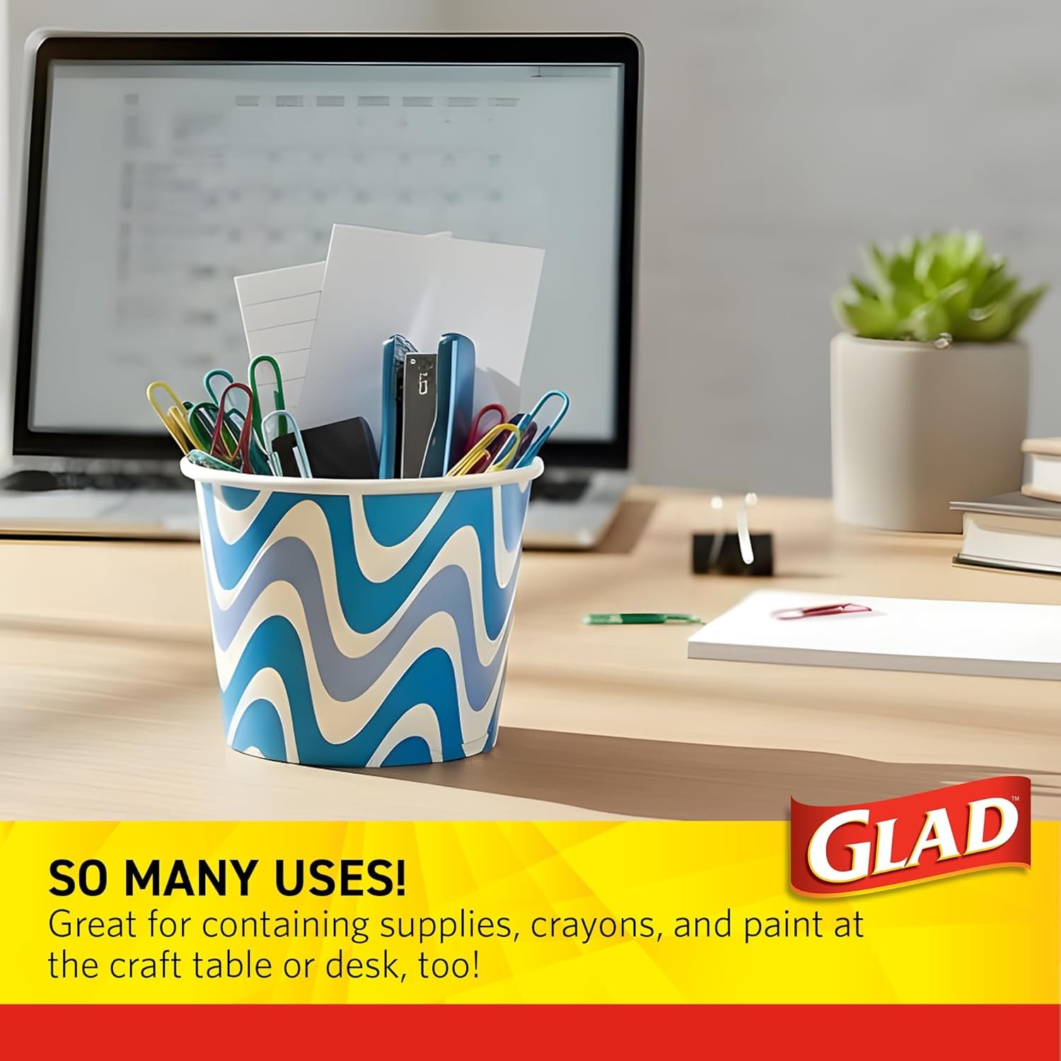 Wholesale Heavy Duty Disposable Paper Snack Bowls Blue Wave Print 12 Ounces 20 Count Lids Not Included Factory