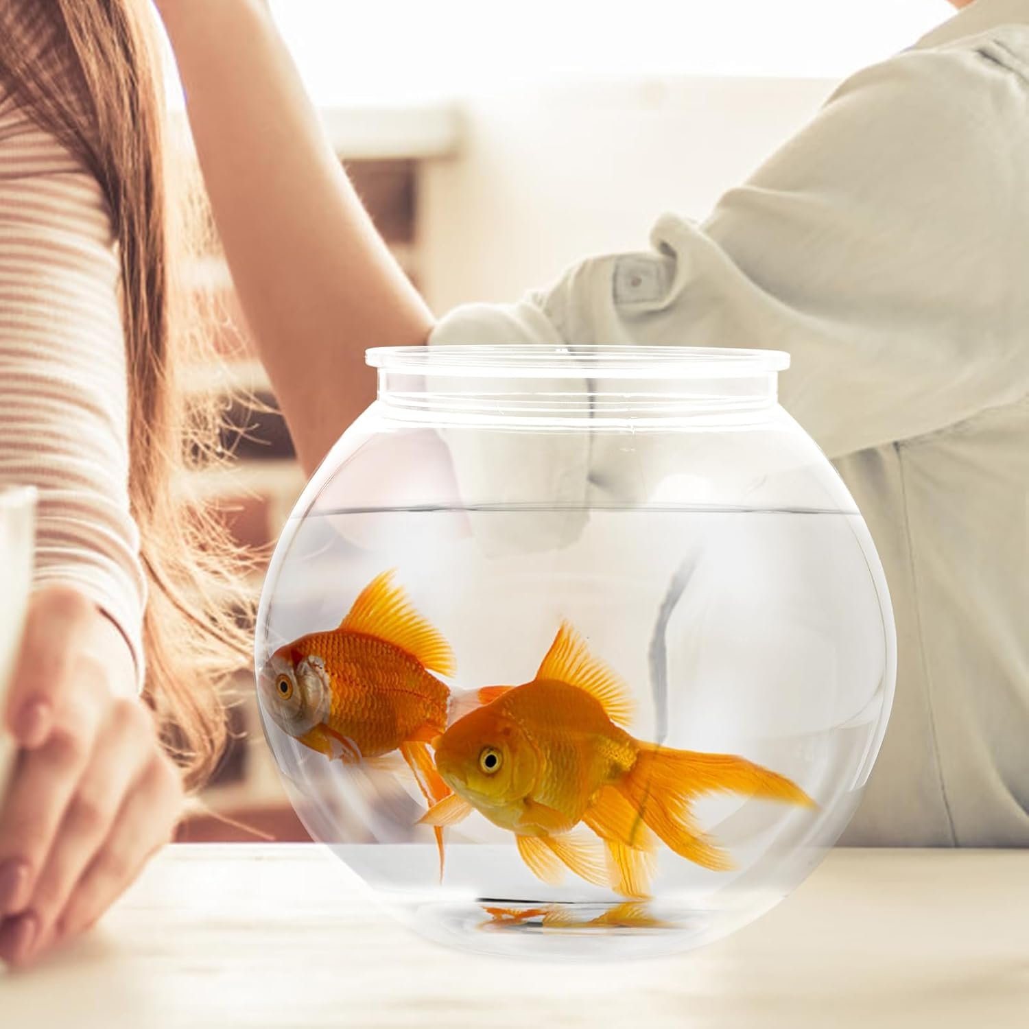 OEM Small Round Transparent Plastic Fish Tank Break-Resistant Aquarium for Goldfish Clear Fishbowl 7x7x6.3 Inches Desk Home Decor Factory