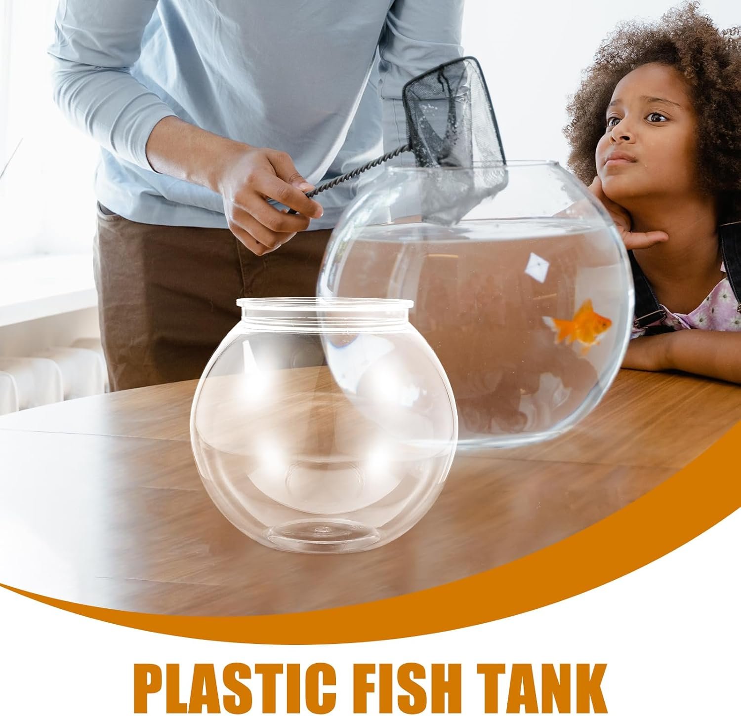 OEM Small Round Transparent Plastic Fish Tank Break-Resistant Aquarium for Goldfish Clear Fishbowl 7x7x6.3 Inches Desk Home Decor Factory