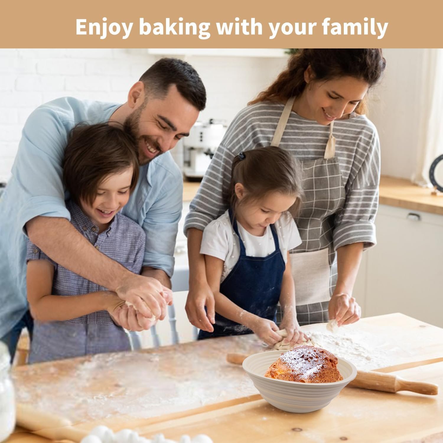 OEM 2Pcs Silicone Banneton Bread Proofing Baskets 10 Inch Oval 9 Inch Round Foldable Non-Stick Dough Bowls BPA Free Sourdough Baking Supplies Beige Factory