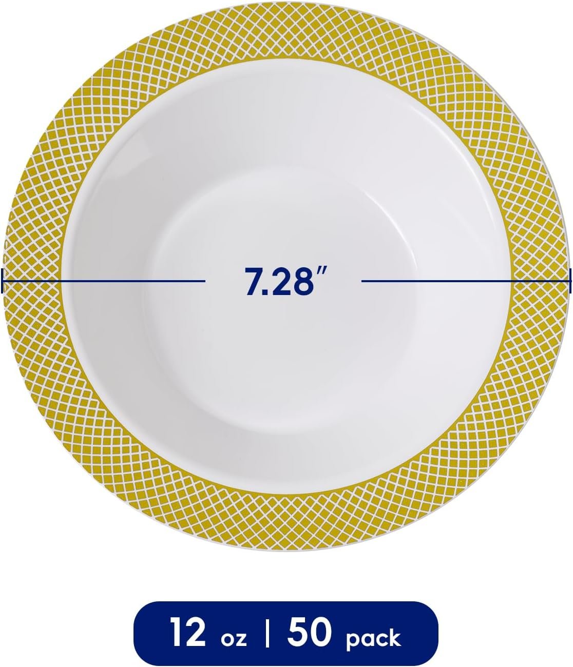 Wholesale 50 Pack 12 oz Gold Rim Disposable Plastic Soup Bowls Heavy Duty Dinner Bowls for Weddings Parties Dinners Catering Christmas Everyday Use Factory