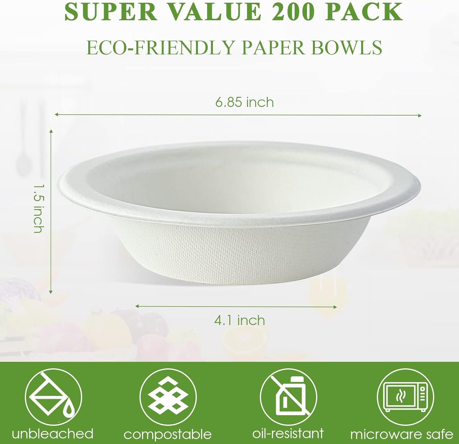 Wholesale 200 Pack 16 OZ Disposable Compostable Paper Bowls Eco-friendly Bagasse Heavy-duty for Milk Cereals Snacks Salads Bulk Factory