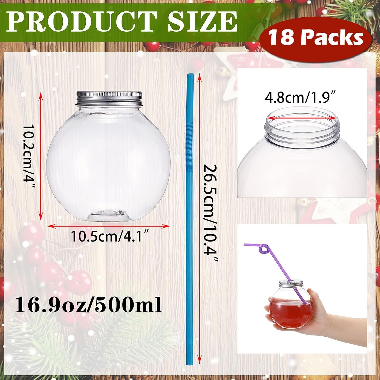 Wholesale 18 Pack 16.9 Oz Plastic Fish Bowls Clear Spherical Drinking Cups with Lids Straws for Party Carnival Games Candy Favors Centerpieces Factory Wholesale 18 Pack 16.9 Oz Plastic Fish Bowls Clear Spherical Drinking Cups with Lids Straws for Party Carnival Games Candy Favors Centerpieces Factory