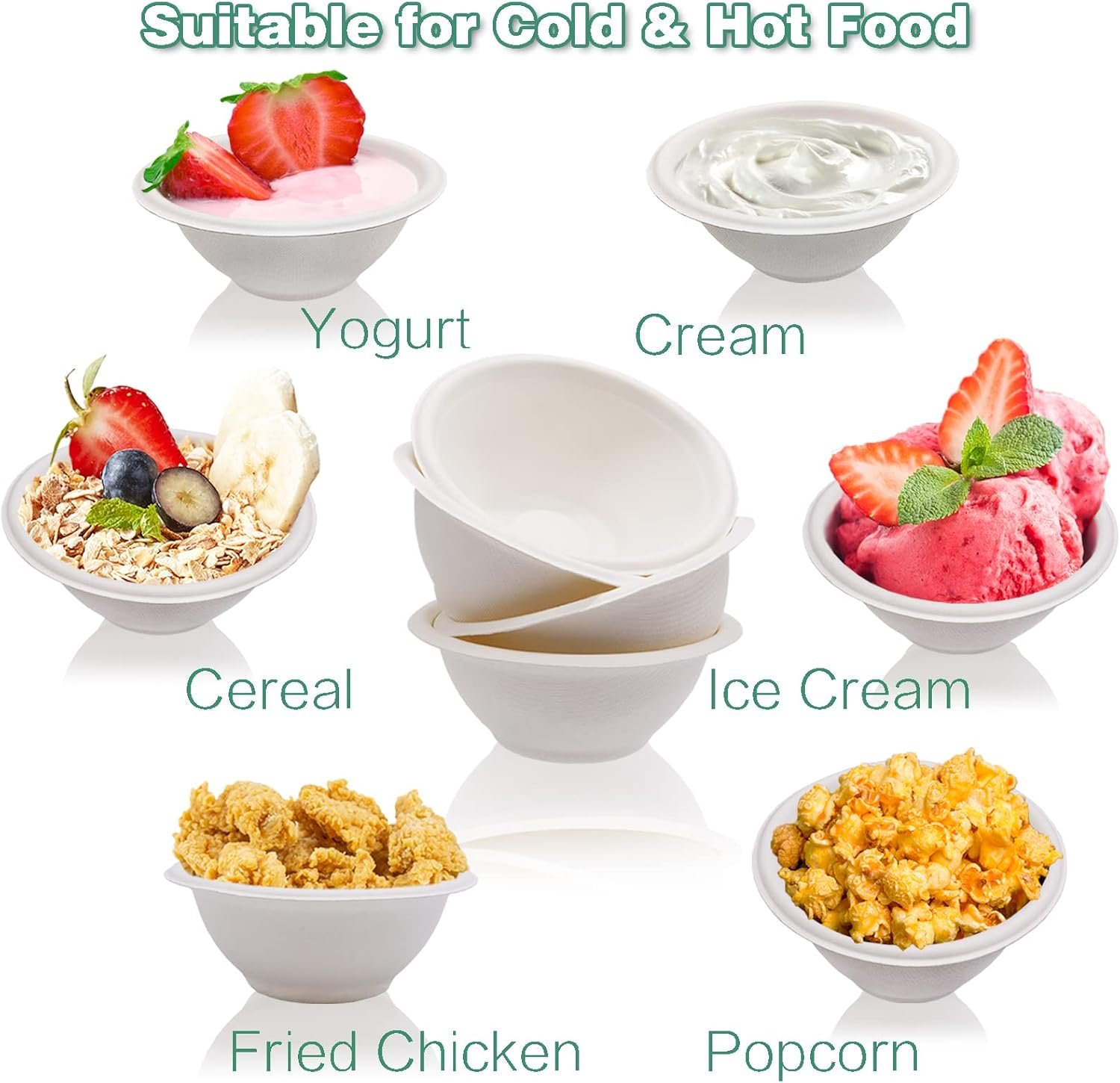 Wholesale 100 Pcs 8oz Disposable Paper Bowls Natural Compostable White Heavy-Duty Bagasse for Parties Catering Everyday Use Factory Wholesale 100 Pcs 8oz Disposable Paper Bowls Natural Compostable White Heavy-Duty Bagasse for Parties Catering Everyday Use Factory