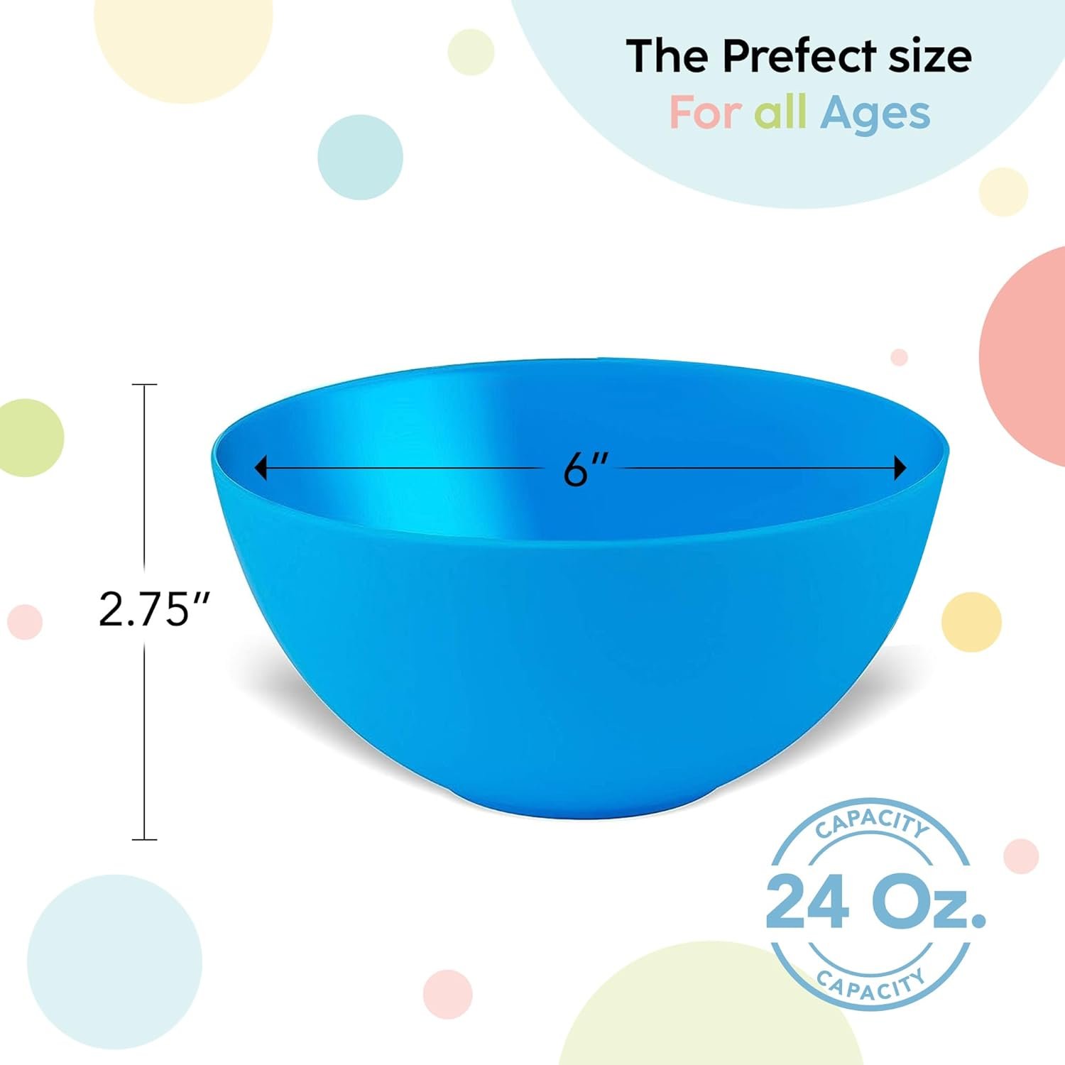 Wholesale Set of 12 Plastic Kids Bowls 24 Oz Microwave Dishwasher Safe BPA Free Brightly Colored for Cereal Soup Snacks Fruit Salad Factory