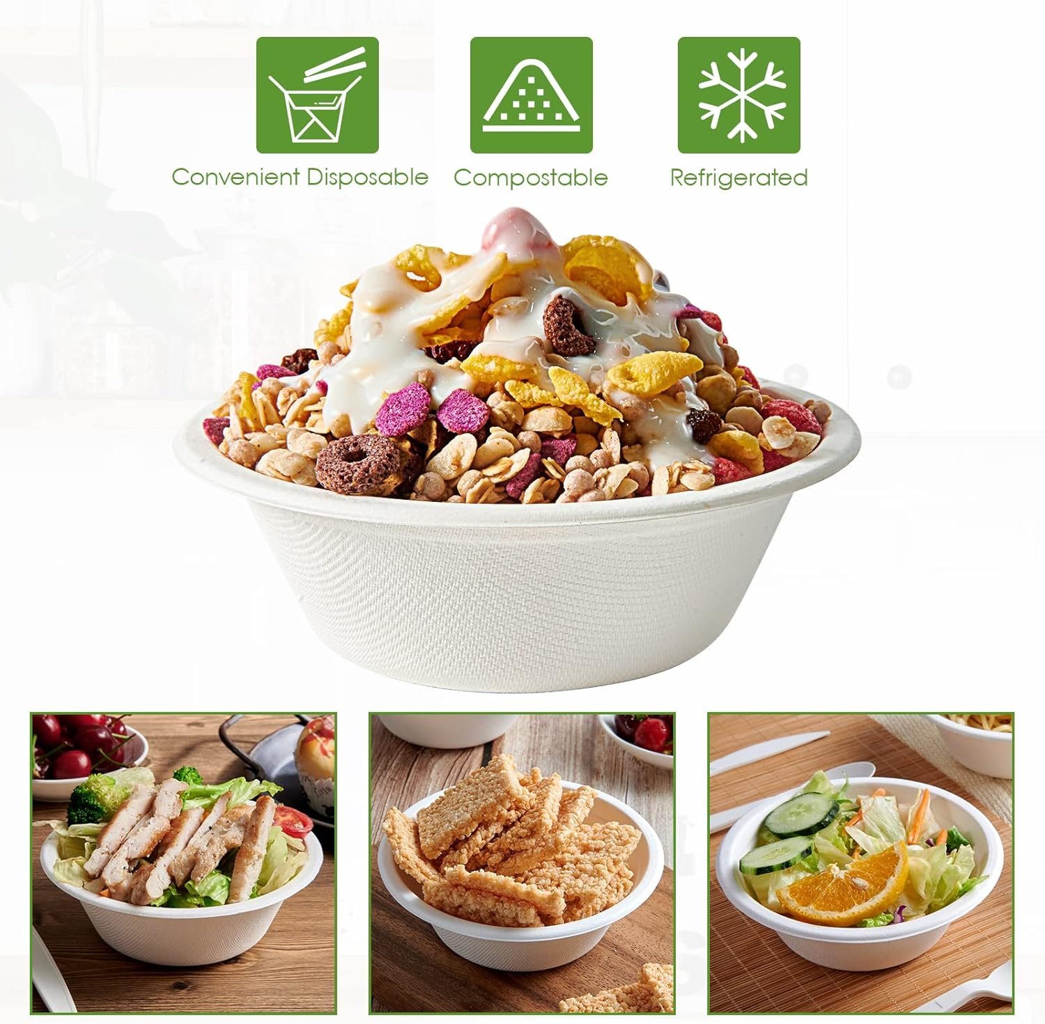 Wholesale 500 Pack 12 OZ Disposable Compostable Eco-Friendly Bagasse Paper Bowls Heavy-Duty for Cereals Snacks Salads Factory Wholesale 500 Pack 12 OZ Disposable Compostable Eco-Friendly Bagasse Paper Bowls Heavy-Duty for Cereals Snacks Salads Factory