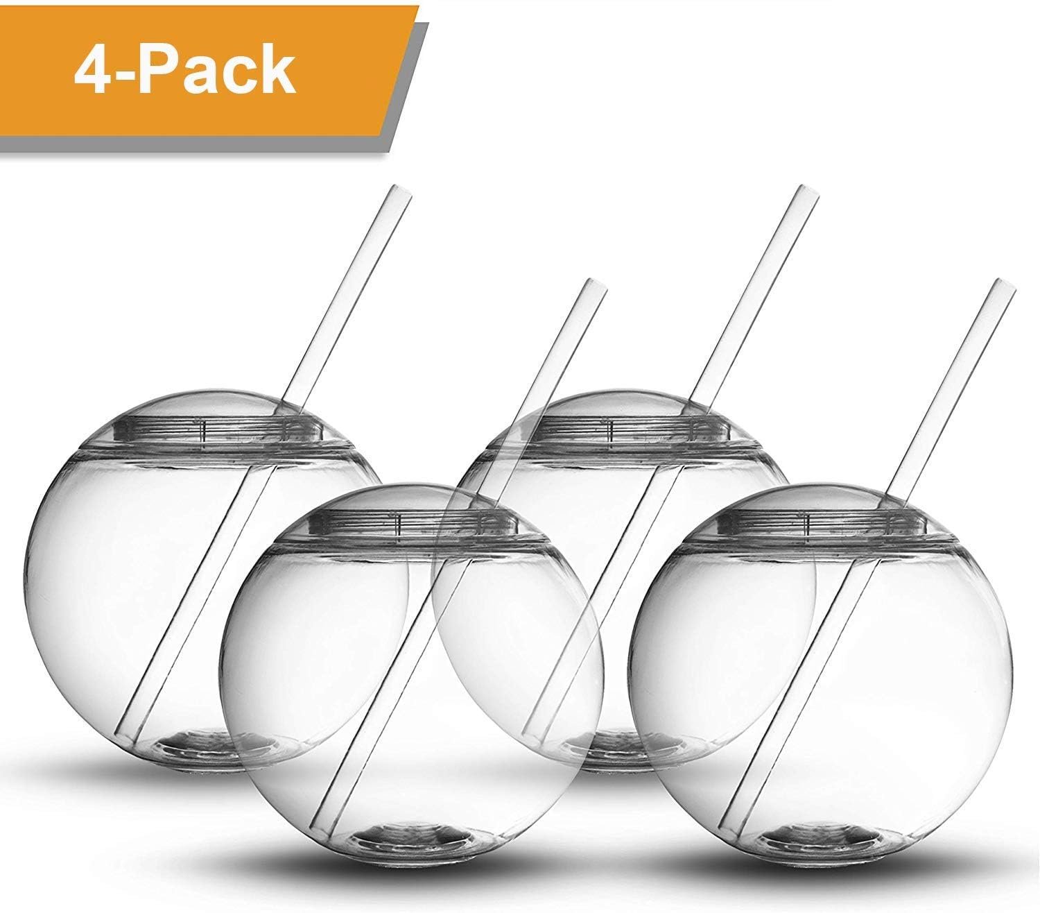 Wholesale 22 oz Fish Bowl Drink Cups Sphere Shaped Durable Party Cups with Lids 4-Pack Fun Unique Flat-Bottom Design Includes 4 Straws Ideal for Cocktails Dinner Parties Outdoor Use Factory Wholesale 22 oz Fish Bowl Drink Cups Sphere Shaped Durable Party Cups with Lids 4-Pack Fun Unique Flat-Bottom Design Includes 4 Straws Ideal for Cocktails Dinner Parties Outdoor Use Factory