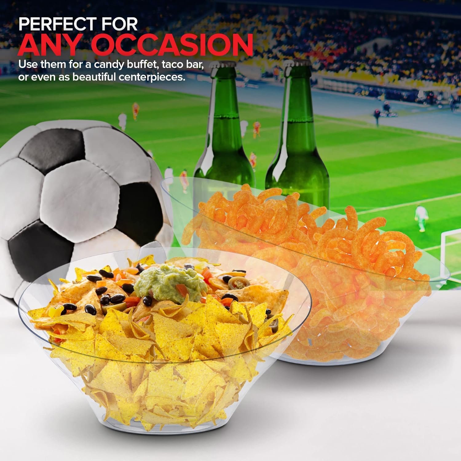 Wholesale 54oz Clear Plastic Serving Bowls 4 Pack Large Disposable Candy Dishes Buffet Containers for Chips Popcorn Snacks Punch Salad Bar Parties Office Desk Bridal Shower Party Supplies Factory