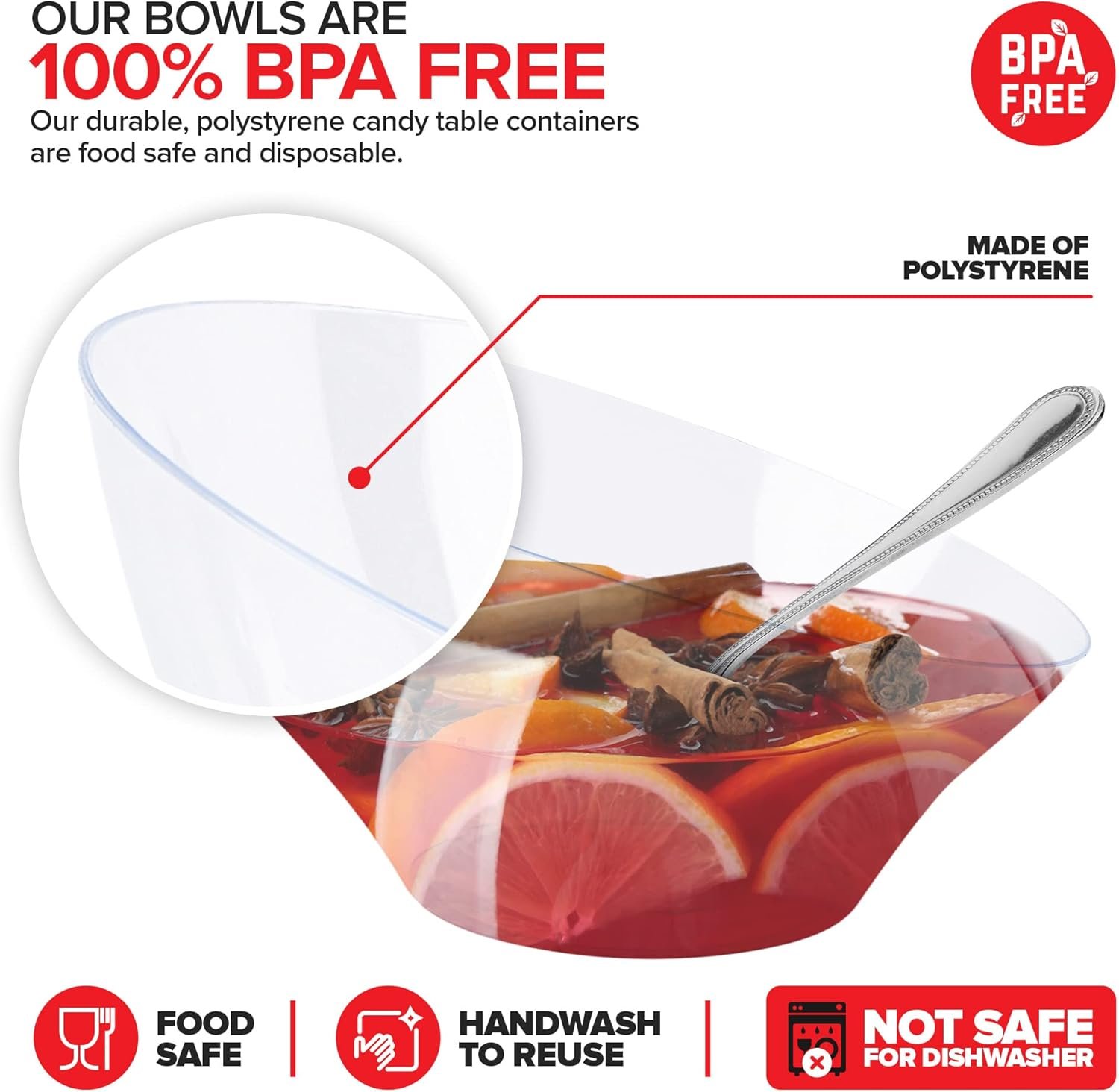 Wholesale 54oz Clear Plastic Serving Bowls 4 Pack Large Disposable Candy Dishes Buffet Containers for Chips Popcorn Snacks Punch Salad Bar Parties Office Desk Bridal Shower Party Supplies Factory