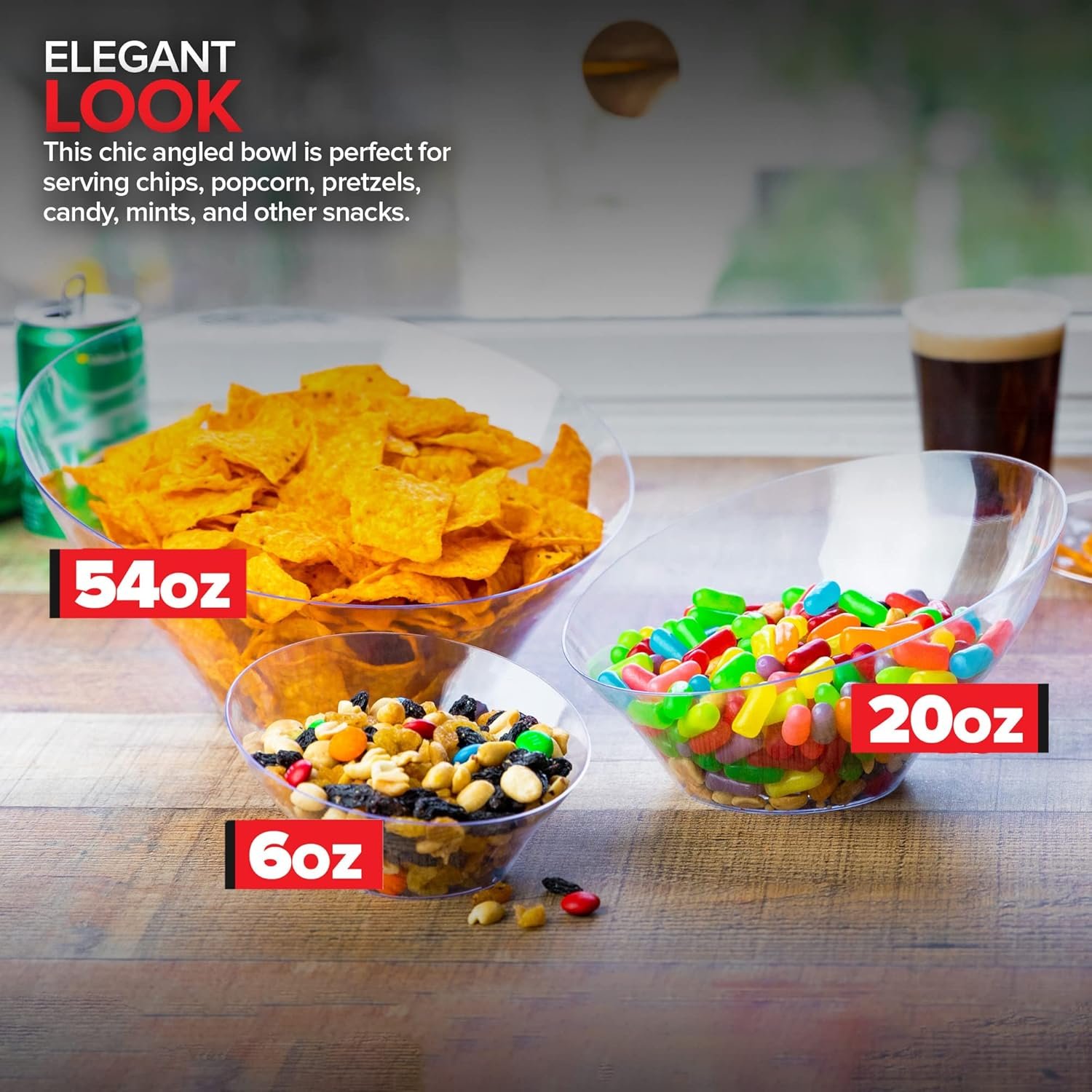 Wholesale 54oz Clear Plastic Serving Bowls 4 Pack Large Disposable Candy Dishes Buffet Containers for Chips Popcorn Snacks Punch Salad Bar Parties Office Desk Bridal Shower Party Supplies Factory