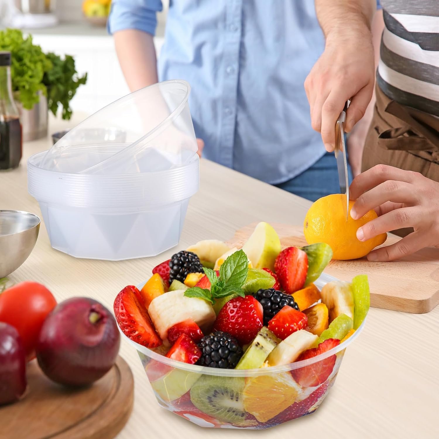 Wholesale 15 Pack 150 oz Extra Large Clear Plastic Disposable Serving Bowls Round Buffet Containers for Snacks Chips Popcorn Candy Party Factory