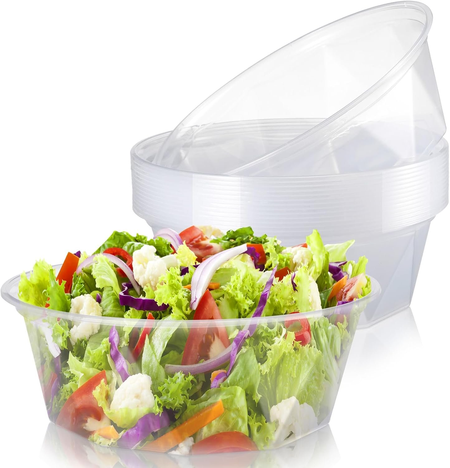 15 Pack 150 oz Clear Plastic Serving Bowls Bulk, Extra Large Round Disposable Salad Bowls Plastic Buffet Containers for Snack, Chip, Popcorn, Punch, Candy, Bar Buffet, Party