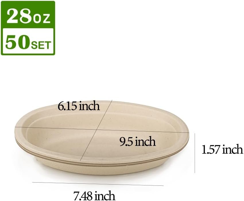 Wholesale 28 OZ 50 Count Large Oval Paper Bowls Microwave Safe Compostable Disposable Soup Meal Prep Containers for Nachos Burritos Salads Baked Potatoes Chips Cheese Factory