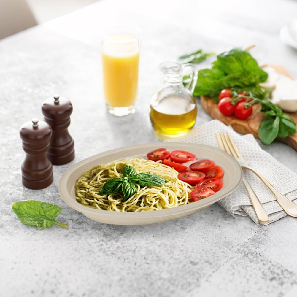 Wholesale 28 OZ 50 Count Large Oval Paper Bowls Microwave Safe Compostable Disposable Soup Meal Prep Containers for Nachos Burritos Salads Baked Potatoes Chips Cheese Factory