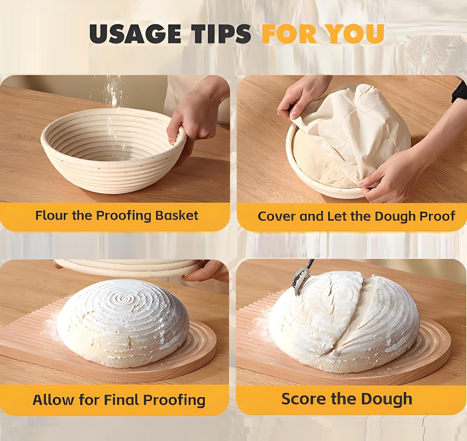 OEM Round Banneton Sourdough Bread Baskets Kit with Linen Cover Brotform for Dough Rising Factory