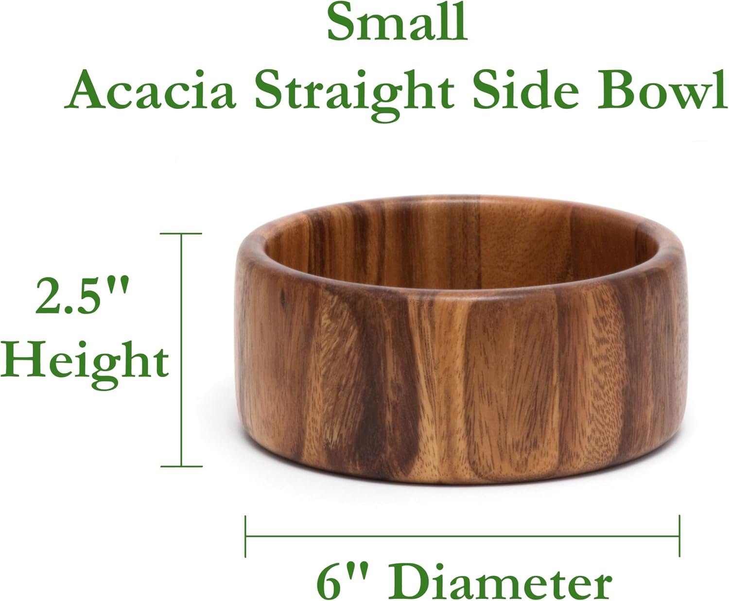 OEM Acacia Straight-Side Serving Bowl Fruits Salads Small 6 Inch Diameter 2.5 Inch Height 29.59 Oz Capacity Single Factory