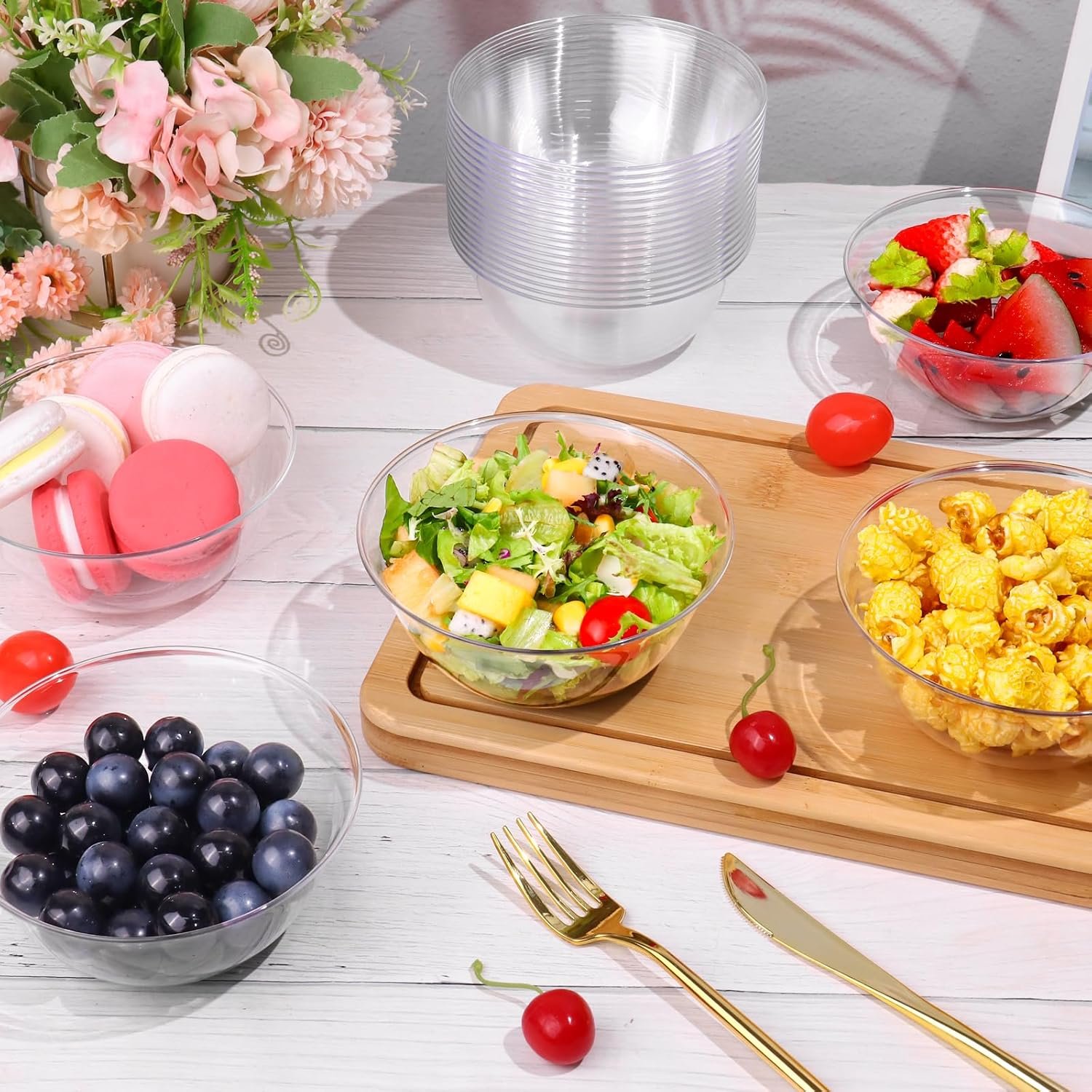 Wholesale 12 oz Clear Plastic Disposable Bowls 100 Pack for Ice Cream Dessert Serving Salad Party Catering Fruits Parfaits Snacks Factory