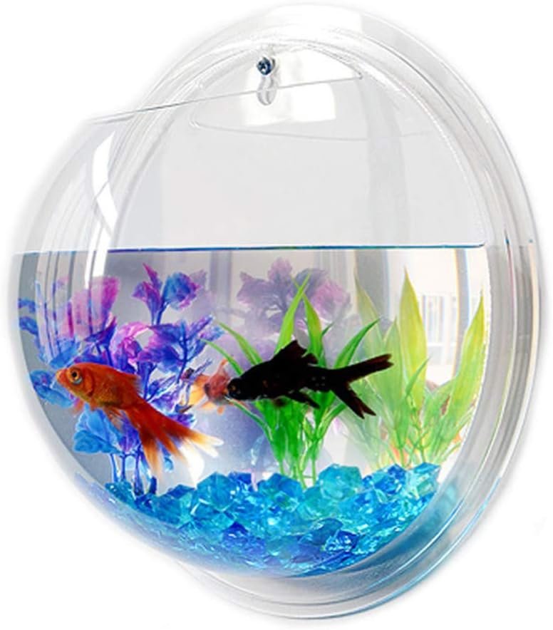 Wall Mounted Acrylic Fish Bowl, Hanging Flower Pot Vase Decoration, Clear Fish Tank Bubble Aquarium Plant Wall Decor, 7 inch