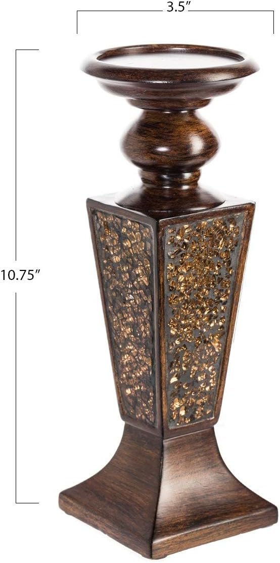 OEM Brown Pillar Candle Holder Set of 2 Crackled Mosaic Design Functional Table Centerpieces for Dining Living Room Wedding Gift Factory