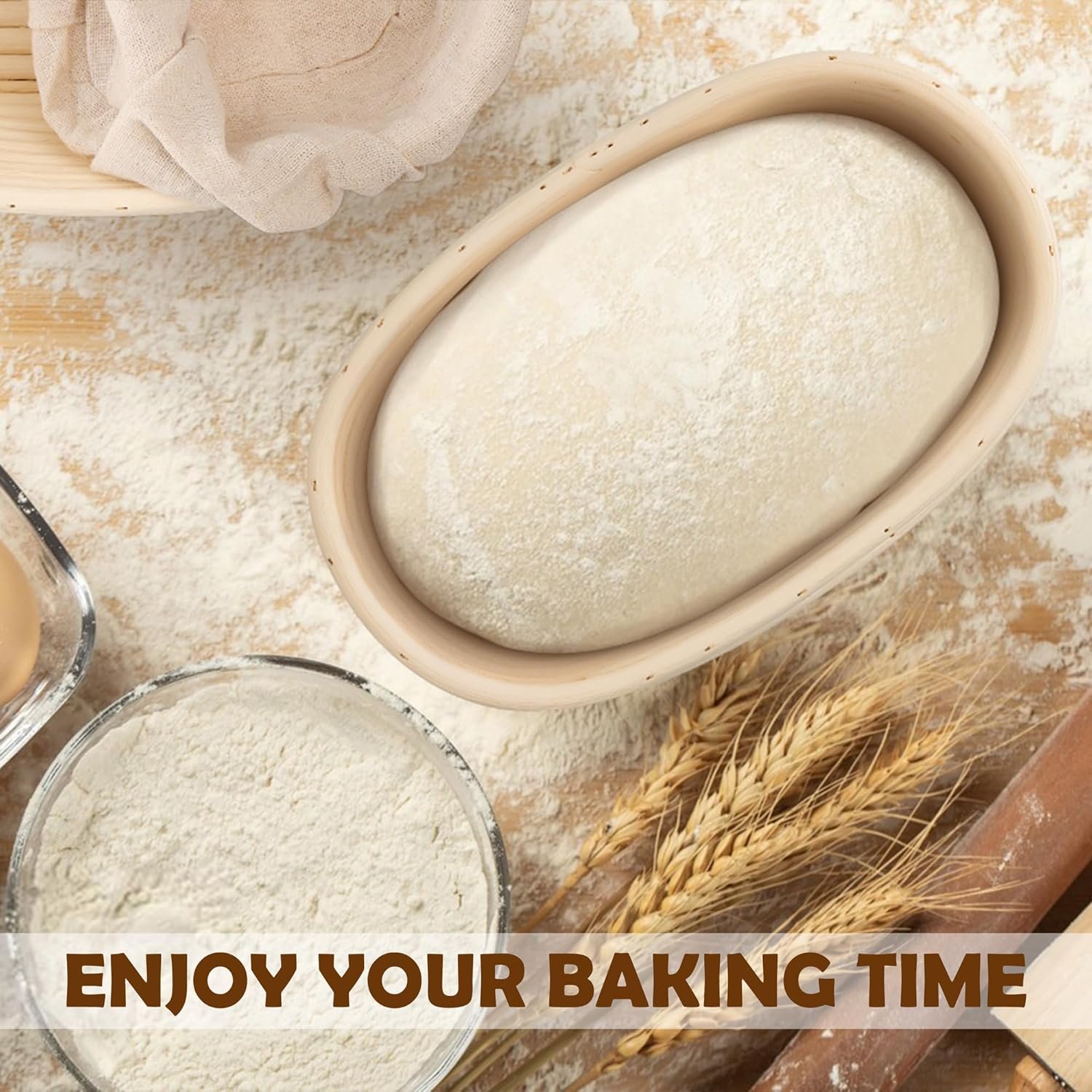 OEM Bread Proofing Baskets Set of 2 10-Inch Oval Dough Bowls with Liners for Sourdough Rising Home Professional Baking Factory