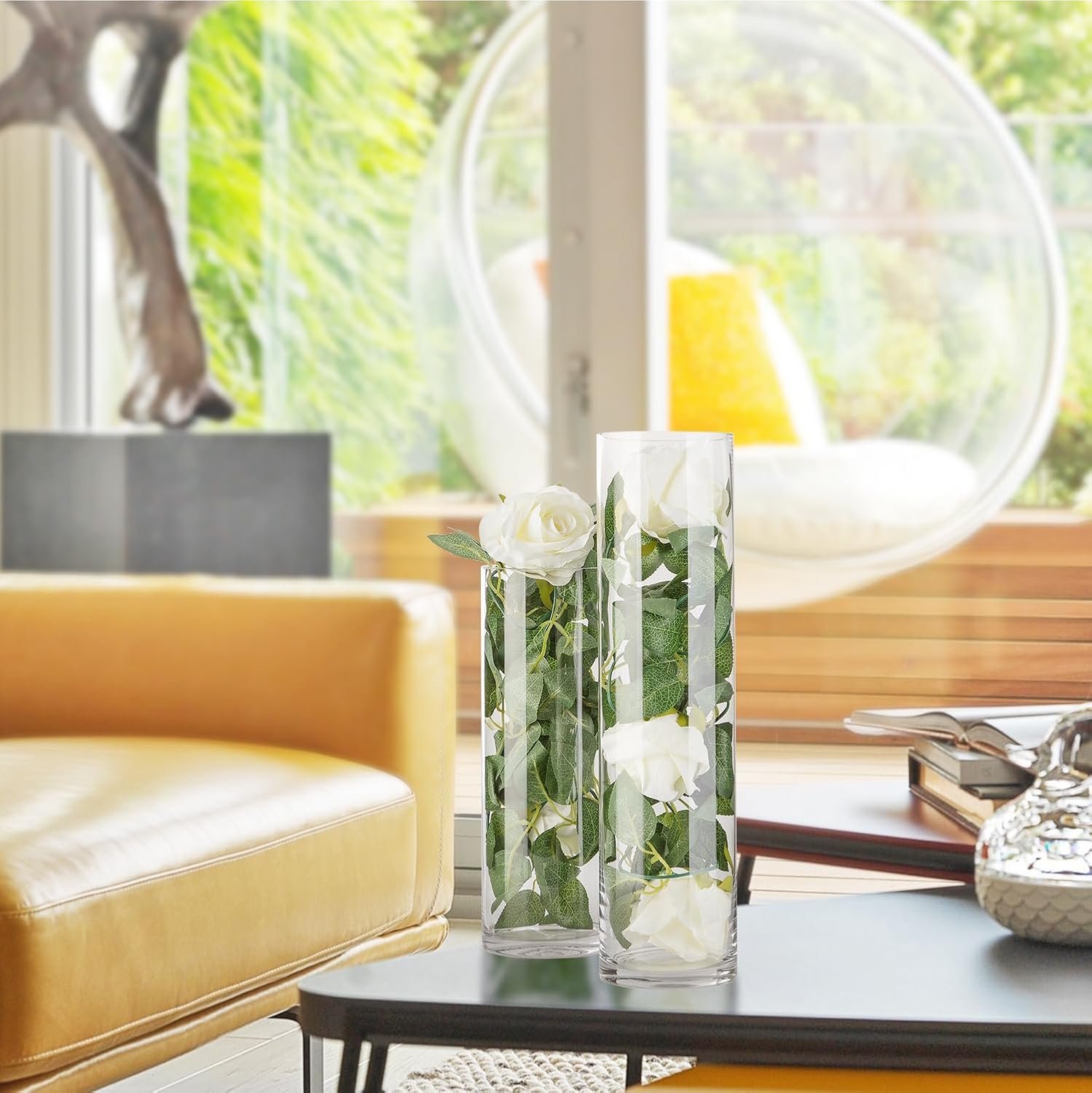 Wholesale Thick Weighted Clear Cylinder Glass Vases 4