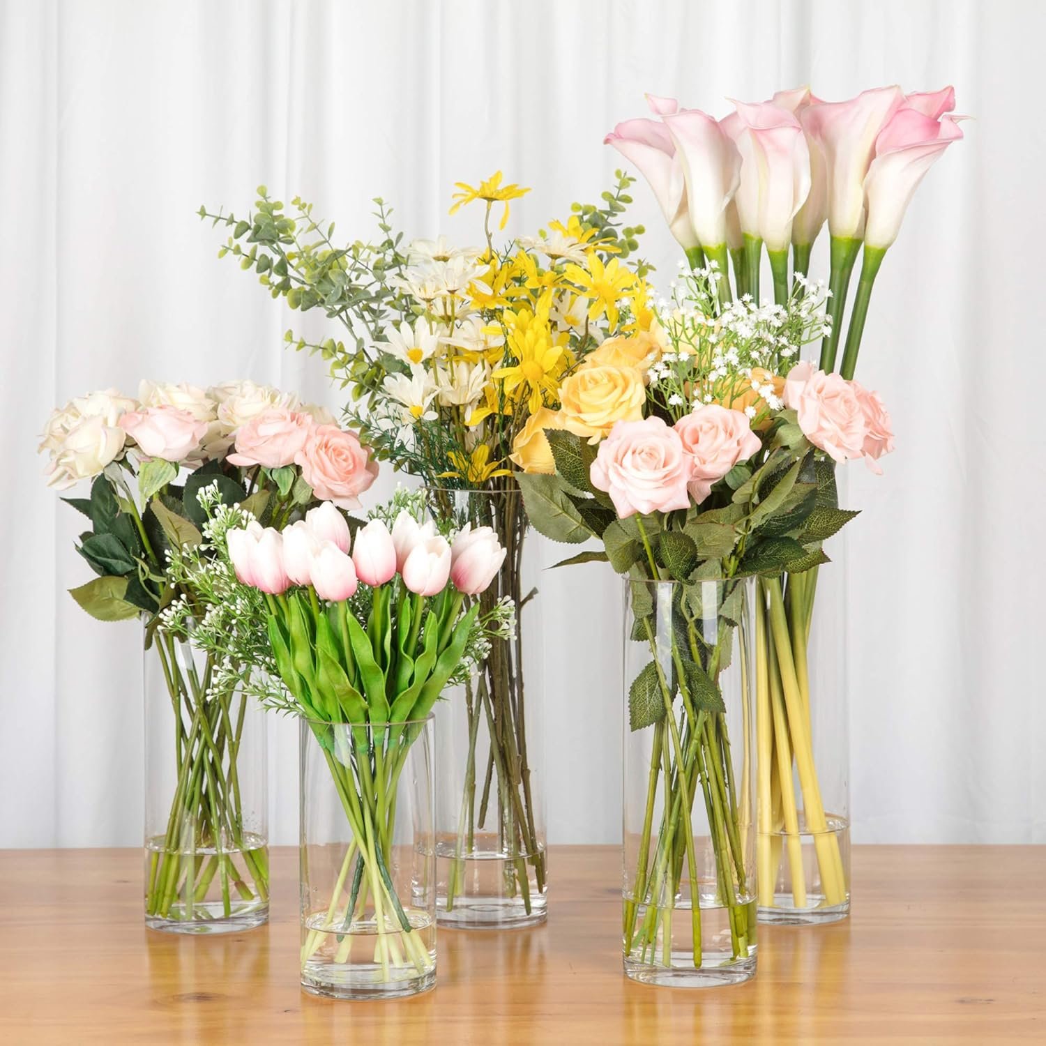 Wholesale Thick Weighted Clear Cylinder Glass Vases 4