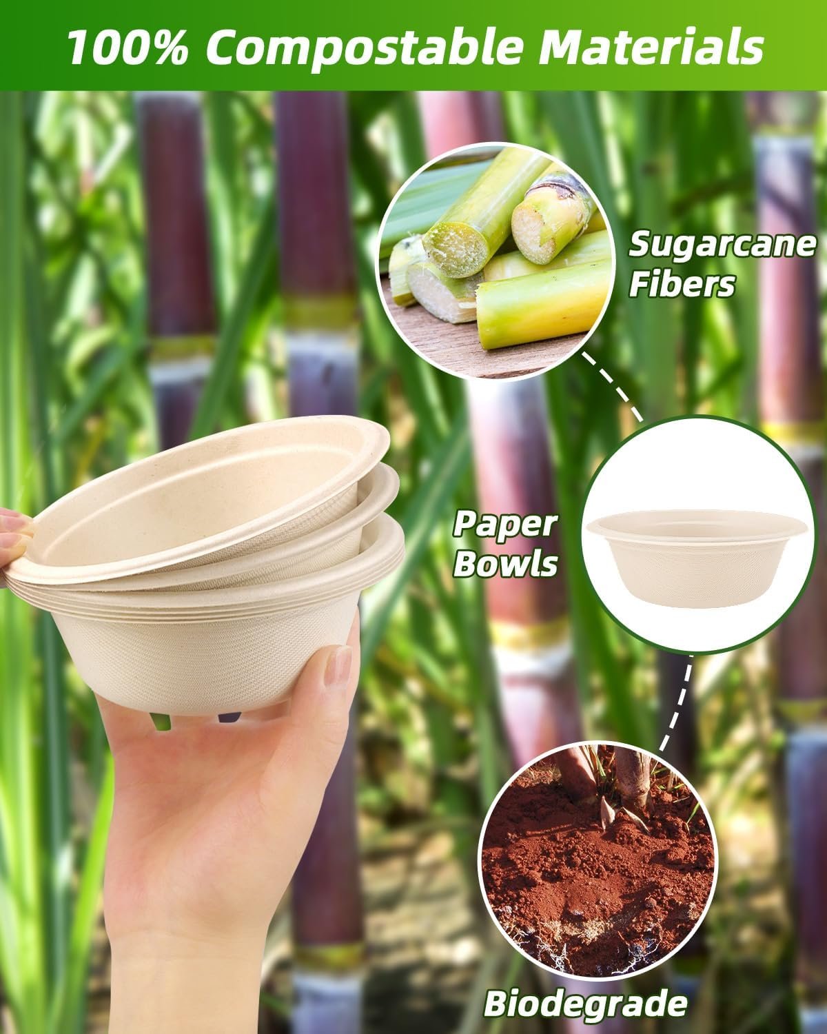 Wholesale 260 Pcs 12oz Compostable Paper Bowls Eco-Friendly Disposable Heavy Duty Bulk for Soup Salad Parties Picnic Natural Brown Factory