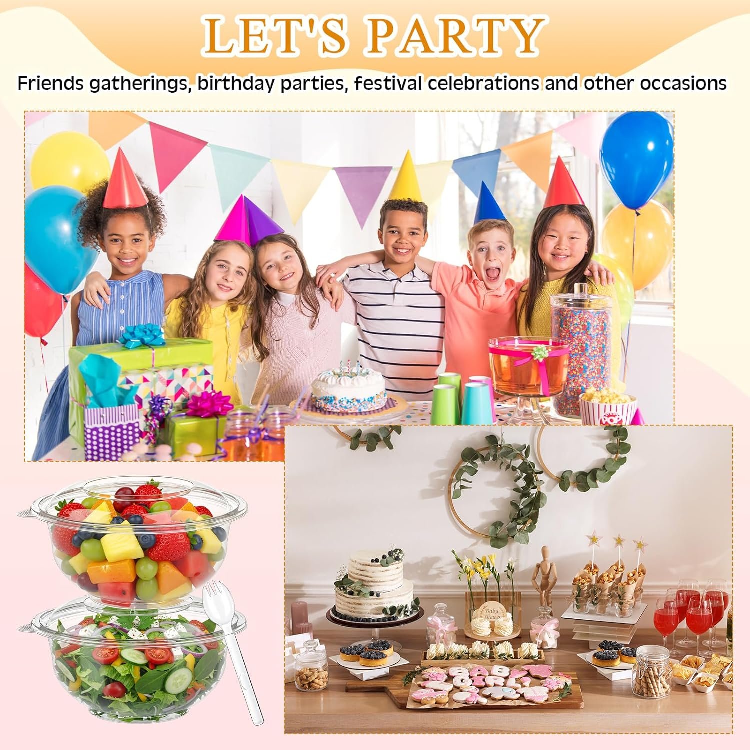 Wholesale 50 Sets 32 oz Clear Plastic Disposable Salad Bowls with Lids and Spoons Serving Takeout Containers for Fruit Salad Lunch Food Quinoa Factory