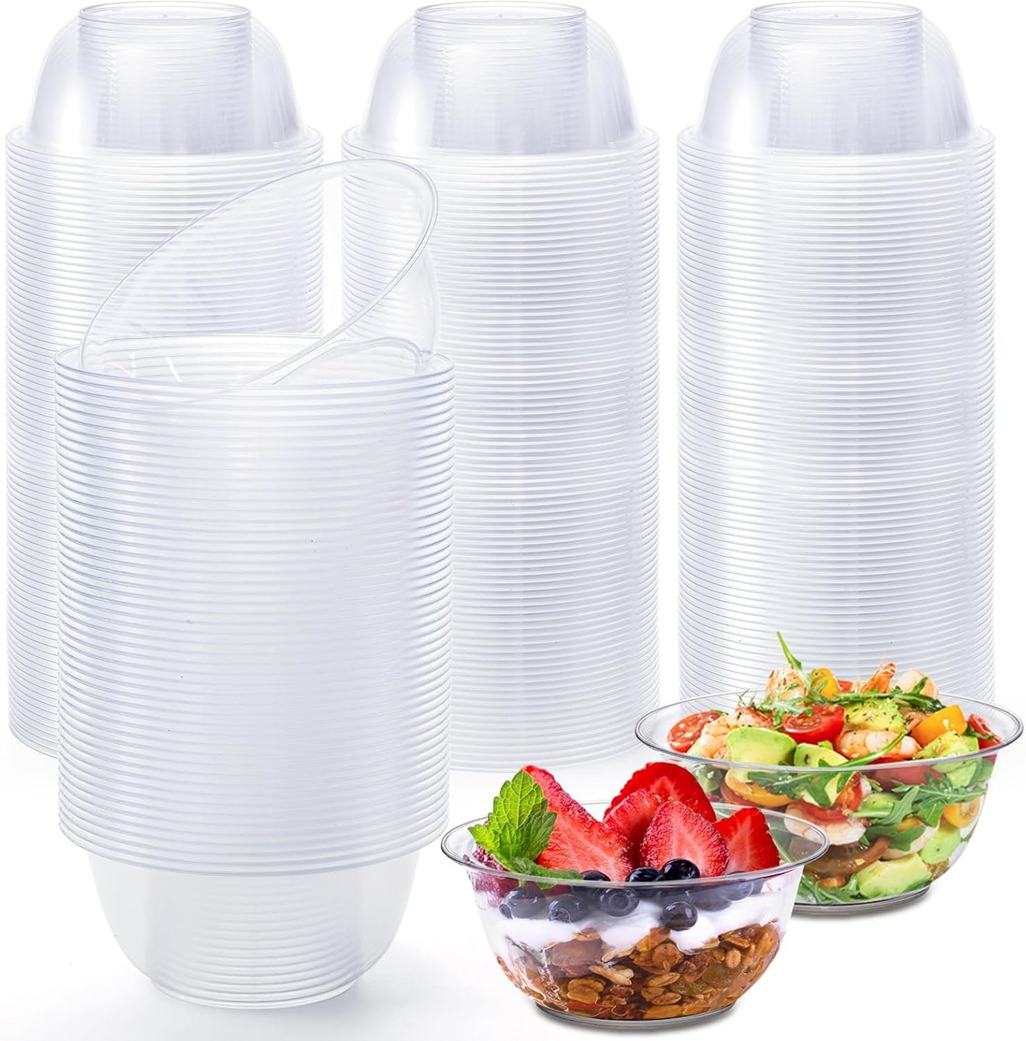 Wholesale 100 Pack 10 OZ Clear Premium Disposable Plastic Bowls for Soup Salad Dessert Parties Weddings Catering Events Factory
