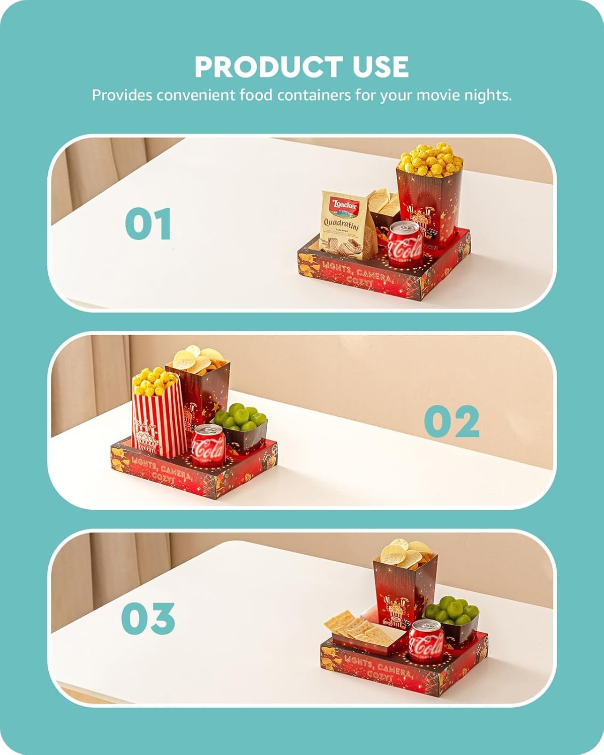 Wholesale Movie Night Snack Trays 100pcs Including 20 Trays 20 Popcorn Boxes 20 Salad Bowls 20 Nacho Bowls 20 Party Invitations Outdoor Supplies for Nacho Bar Factory Wholesale Movie Night Snack Trays 100pcs Including 20 Trays 20 Popcorn Boxes 20 Salad Bowls 20 Nacho Bowls 20 Party Invitations Outdoor Supplies for Nacho Bar Factory