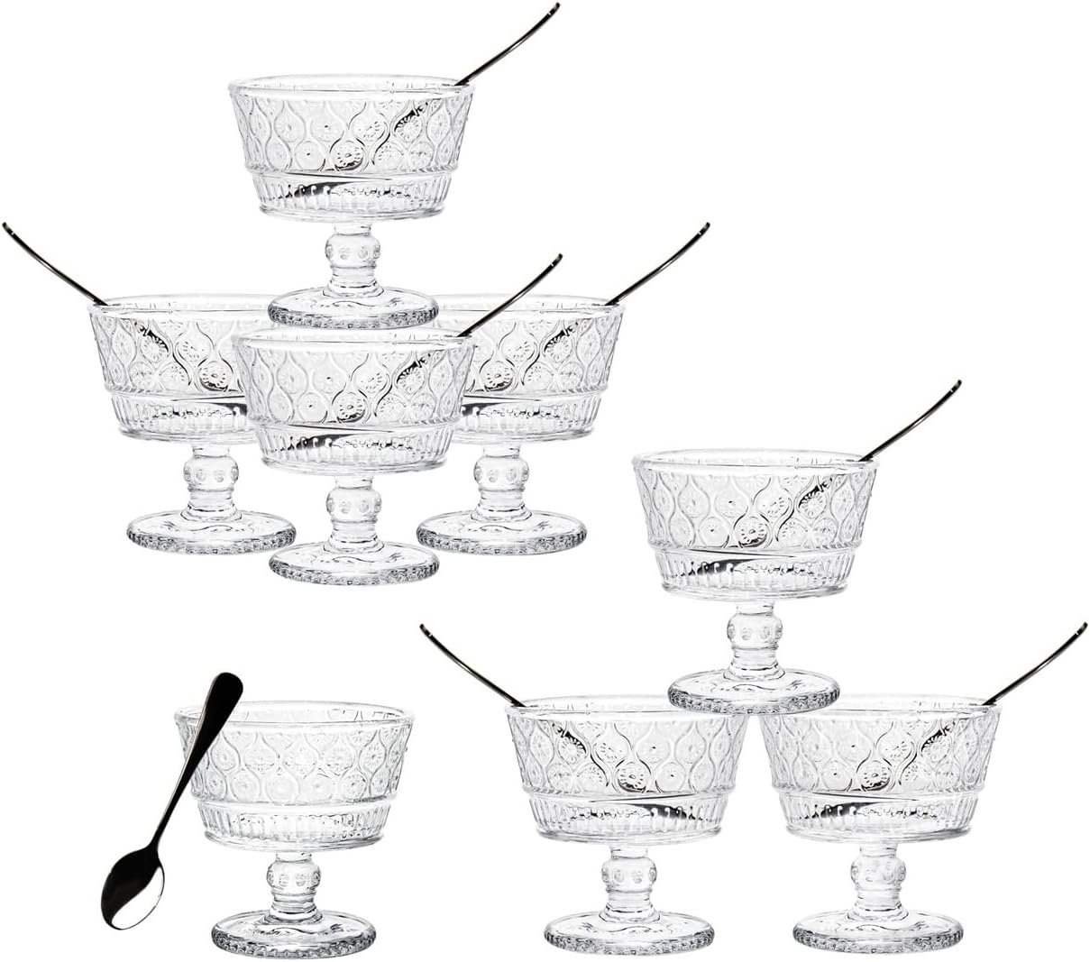 Godinger Mini Trifle Tasters Dessert All Purpose Serving Bowls with Spoons - Claro - Set of 8