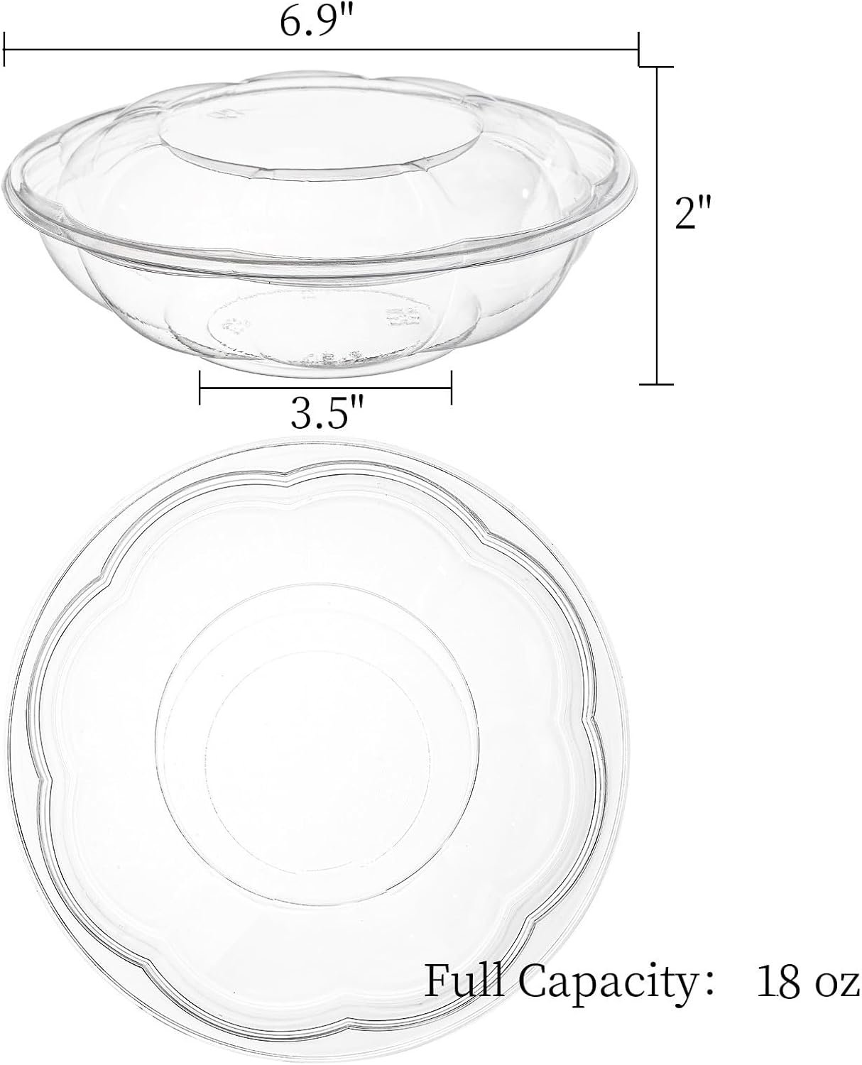 Wholesale 50 Pack 18 oz Clear Plastic Salad Bowls with Lids Disposable To-Go Containers for Lunch Fruits Meal Prep Nuts Serving Mixing Factory