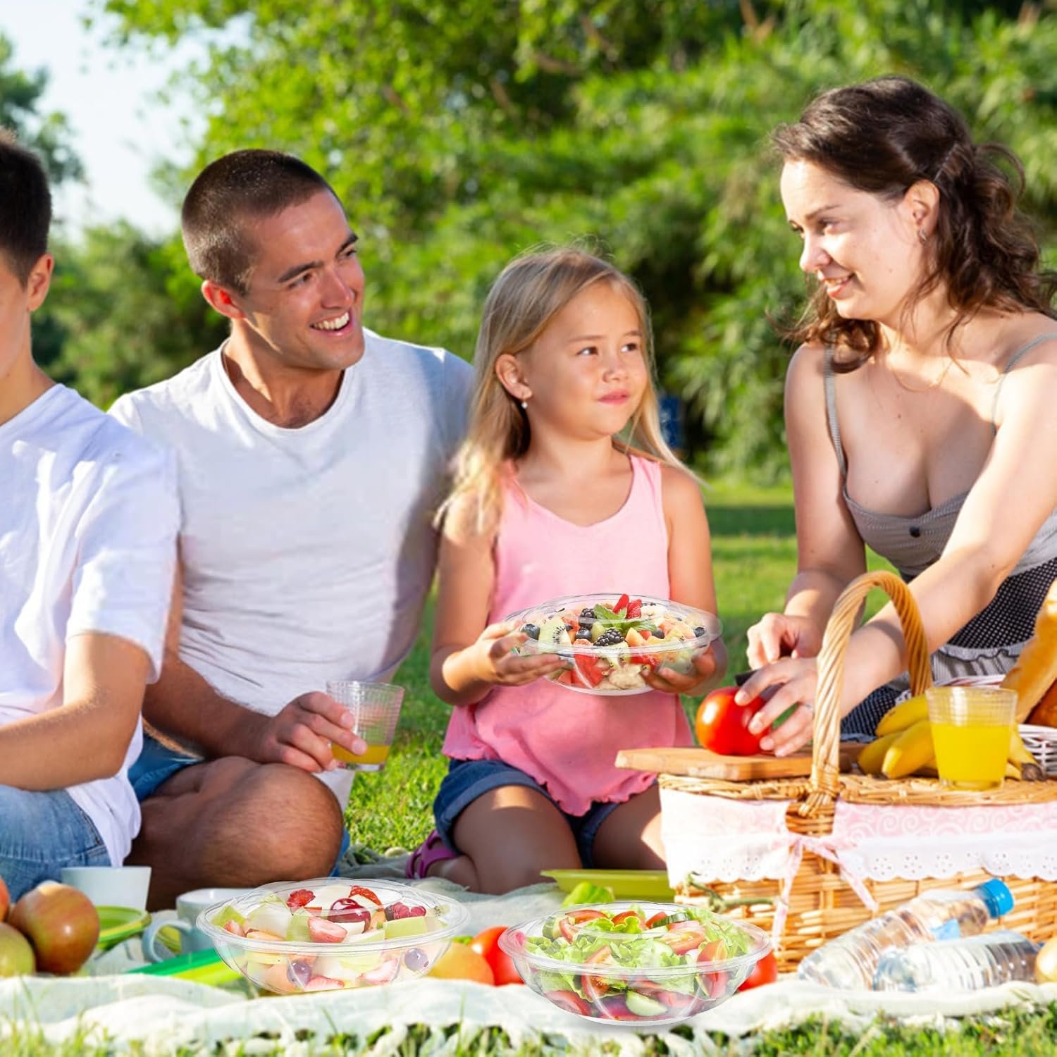 Wholesale 50 Pack 18 oz Clear Plastic Salad Bowls with Lids Disposable To-Go Containers for Lunch Fruits Meal Prep Nuts Serving Mixing Factory