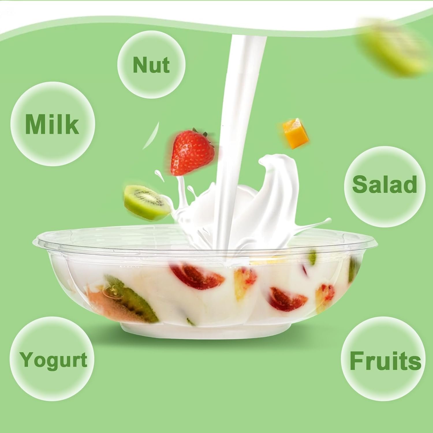 Wholesale 50 Pack 18 oz Clear Plastic Salad Bowls with Lids Disposable To-Go Containers for Lunch Fruits Meal Prep Nuts Serving Mixing Factory