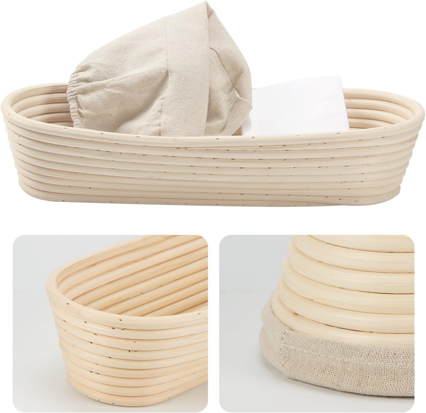 OEM 13 Inch Banneton Bread Proofing Basket Sourdough Loaf Brotform Oval Dough Rising Bowl with Liner for Homemade Baking Supplies Gifts Factory