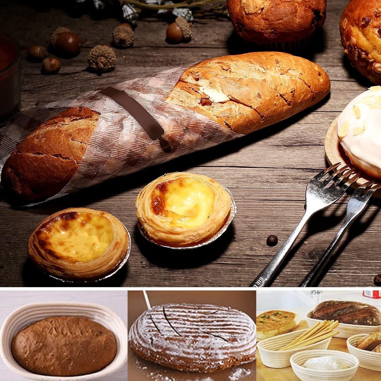 OEM 13 Inch Banneton Bread Proofing Basket Sourdough Loaf Brotform Oval Dough Rising Bowl with Liner for Homemade Baking Supplies Gifts Factory