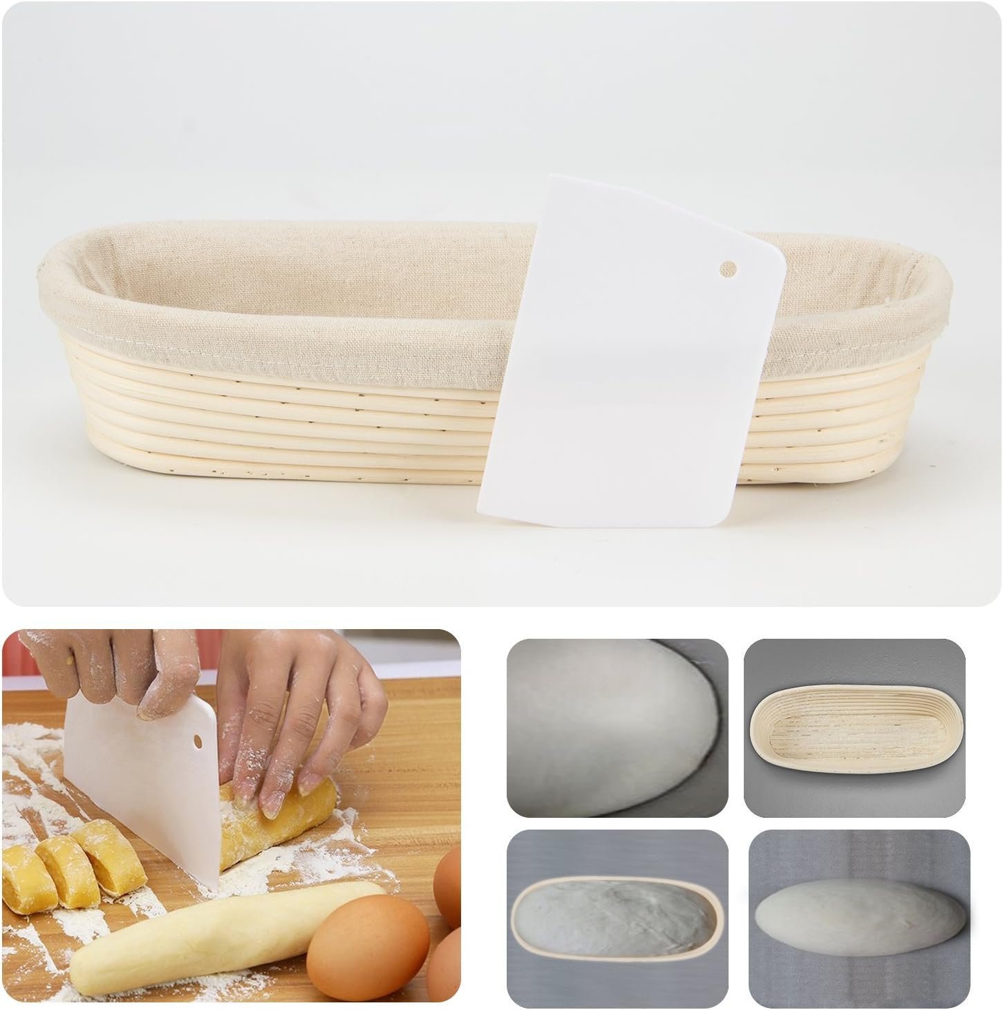 OEM 13 Inch Banneton Bread Proofing Basket Sourdough Loaf Brotform Oval Dough Rising Bowl with Liner for Homemade Baking Supplies Gifts Factory